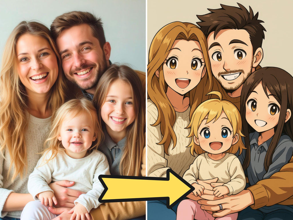 Custom Anime Style Family Portrait