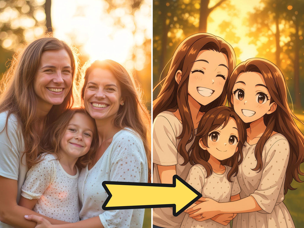 Custom Anime Style Family Portrait