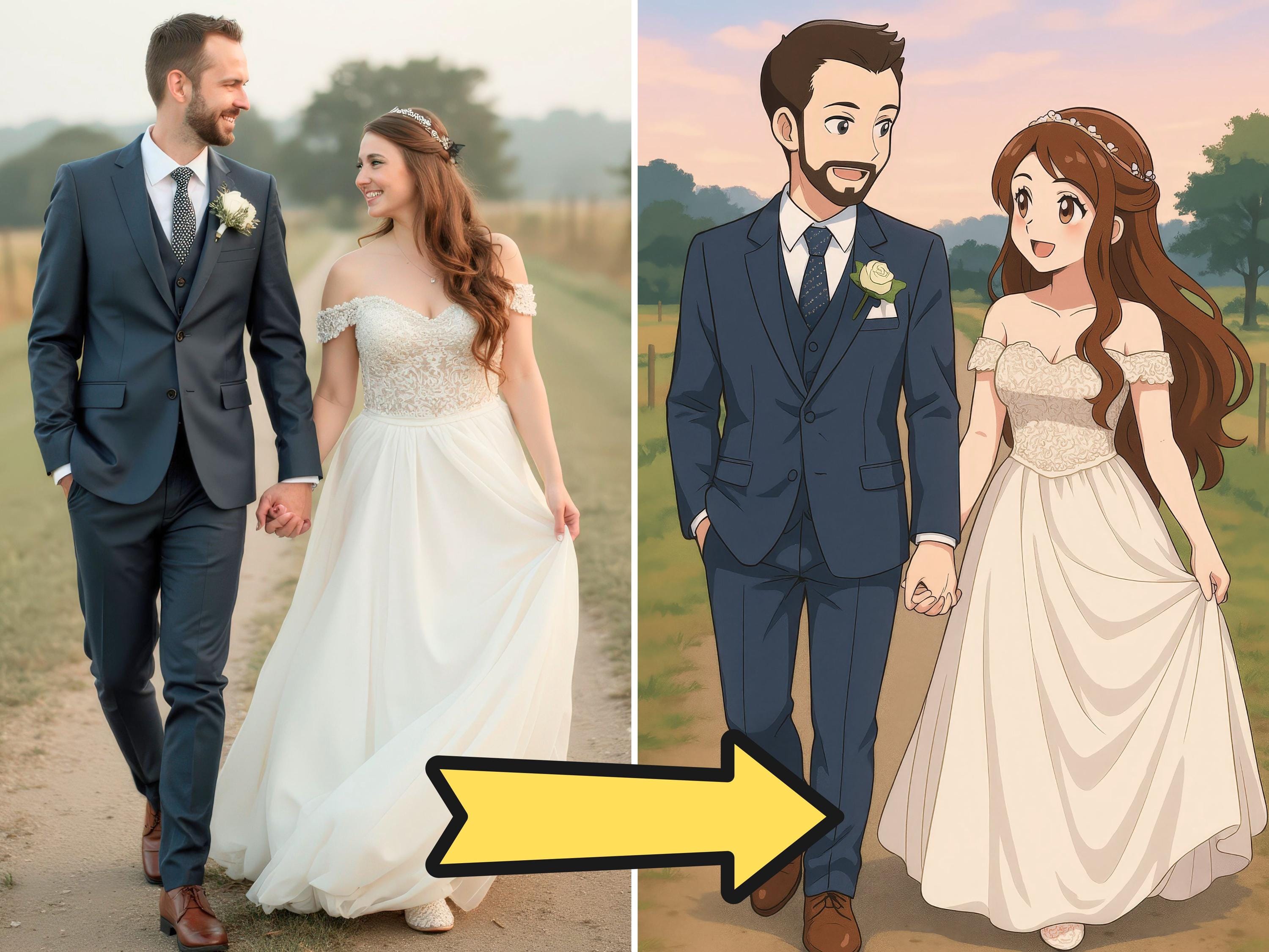 Custom Anime Style Wedding Portrait