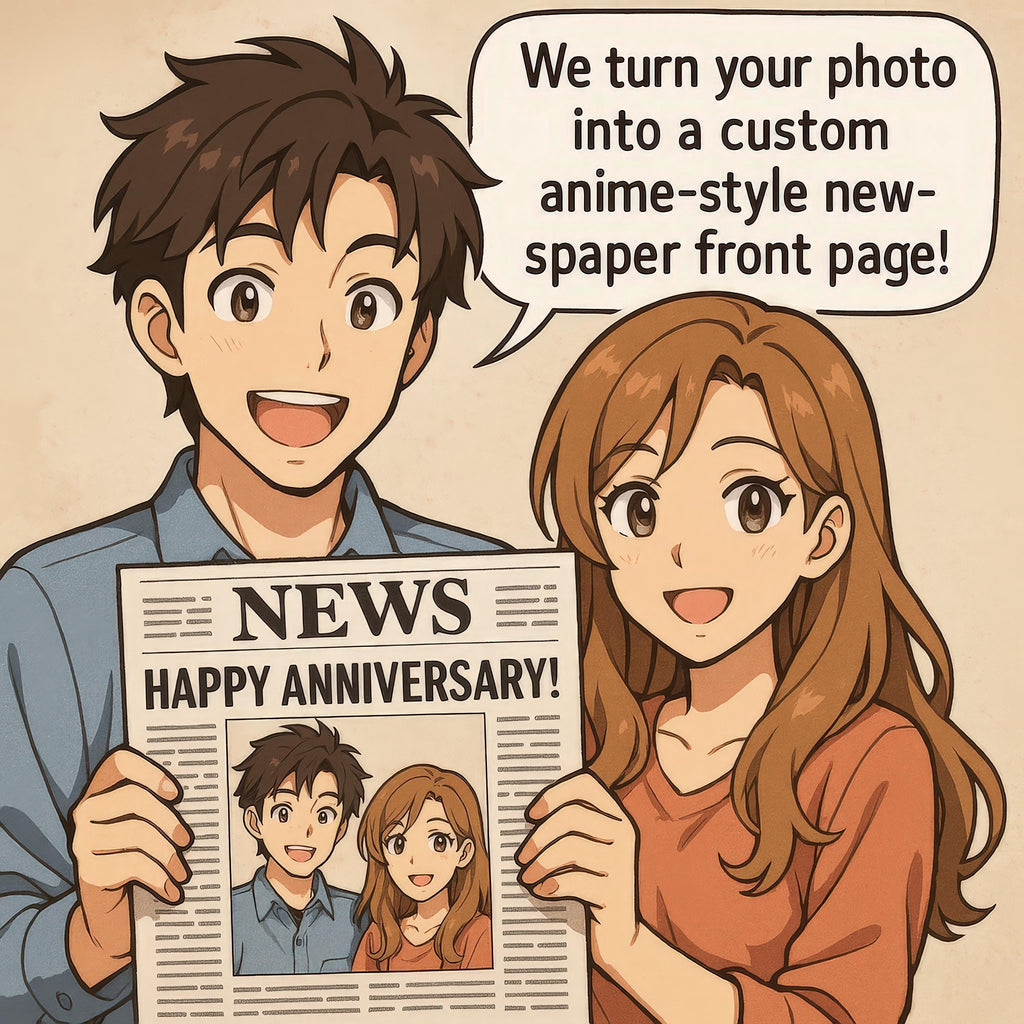Custom Anime-Style Anniversary Newspaper Cover