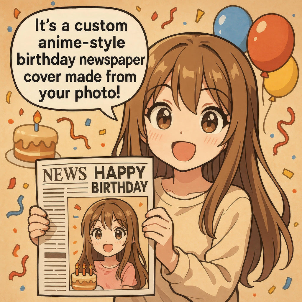 Custom Anime-Style Birthday Newspaper Cover