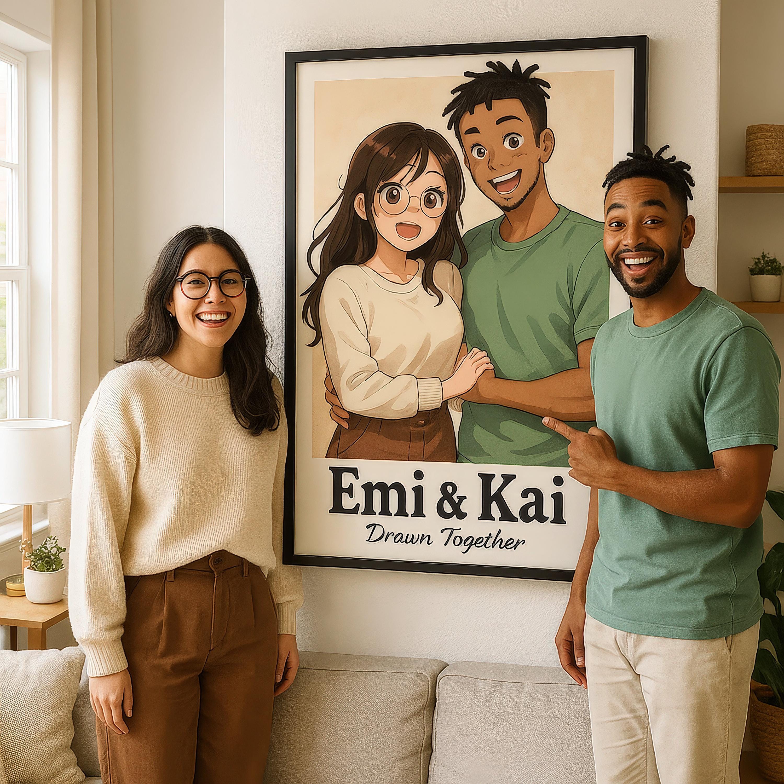 Custom Anime Style Friends Portrait