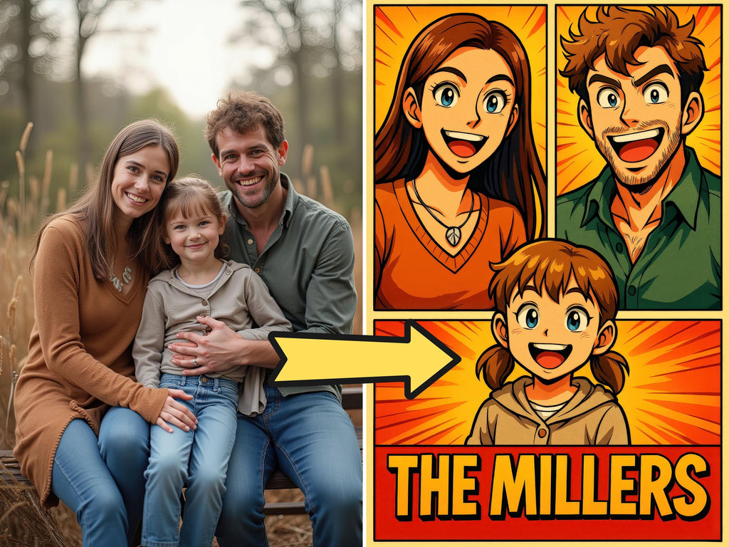 Personalized Anime Split Character Family Portrait