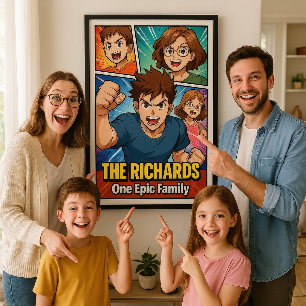 Personalized Anime Split Character Family Portrait