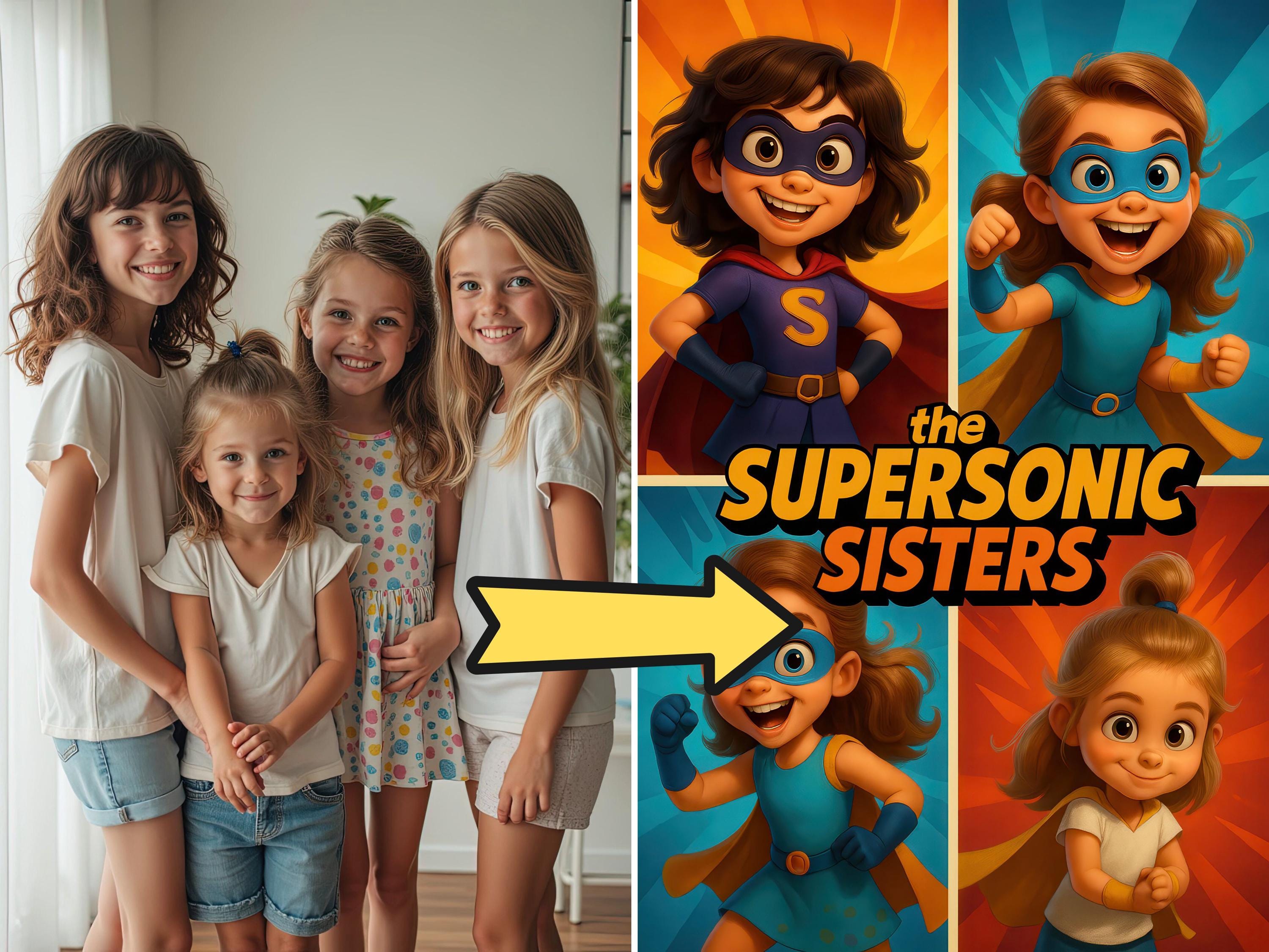 Personalized Comic Superhero Family Portrait
