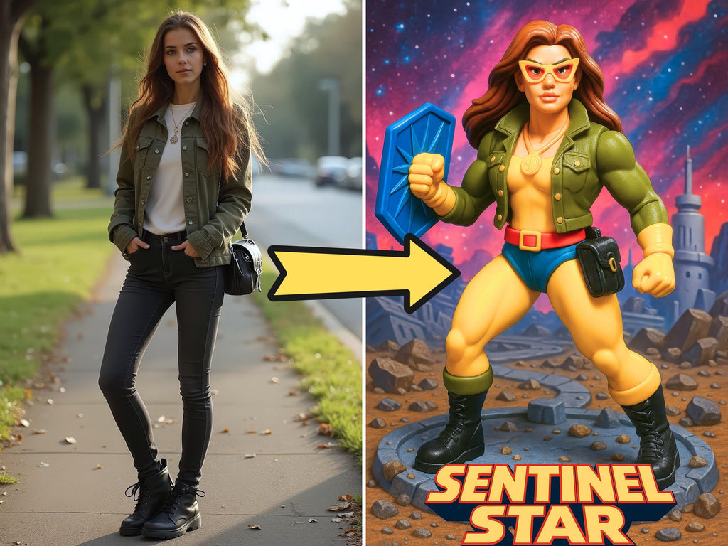 Custom 1980s Style Plastic Action Figure Portrait