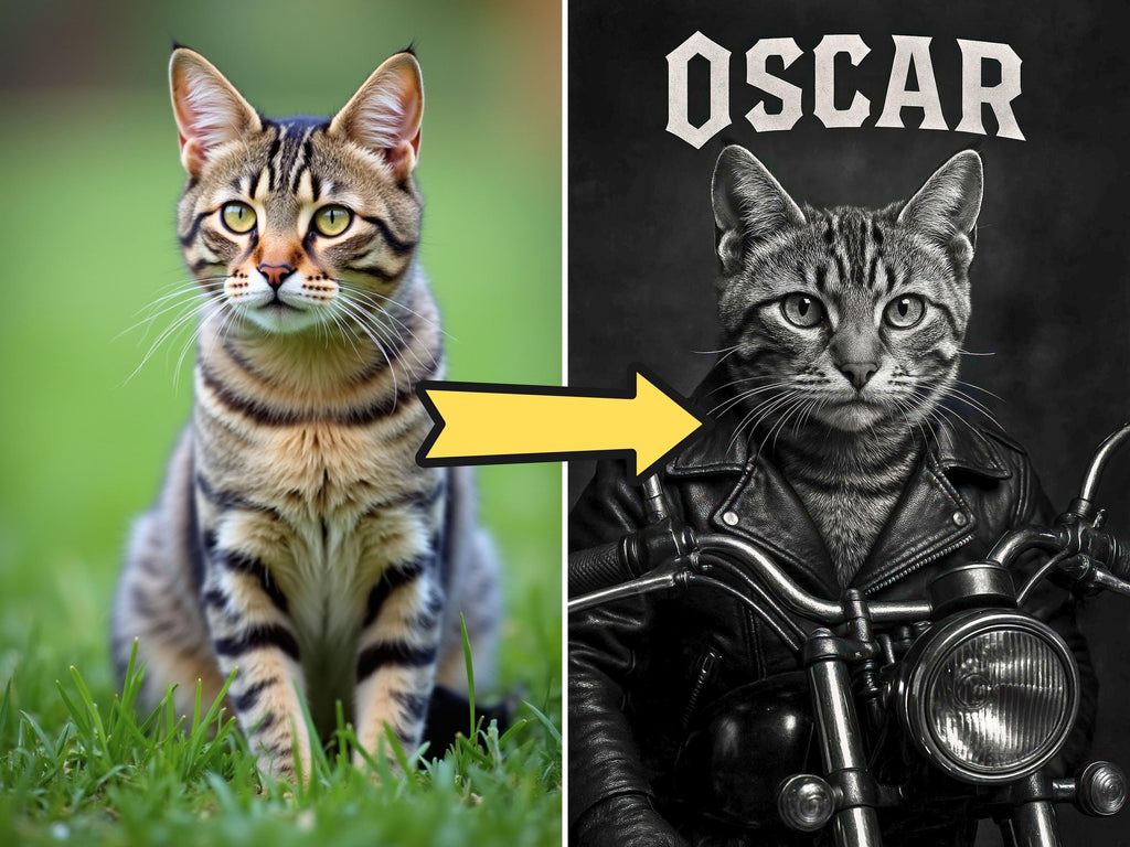 Custom Cool Biker Pet Portrait