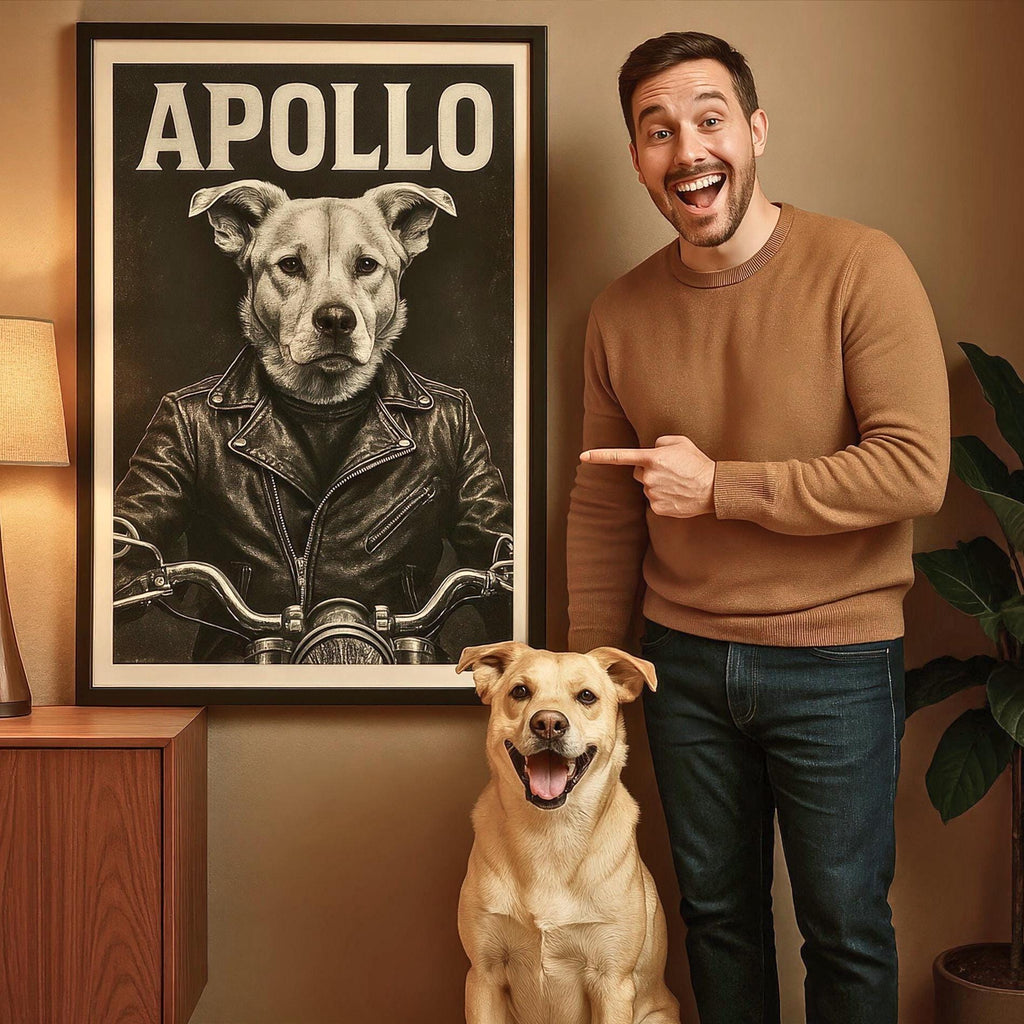 Custom Cool Biker Pet Portrait