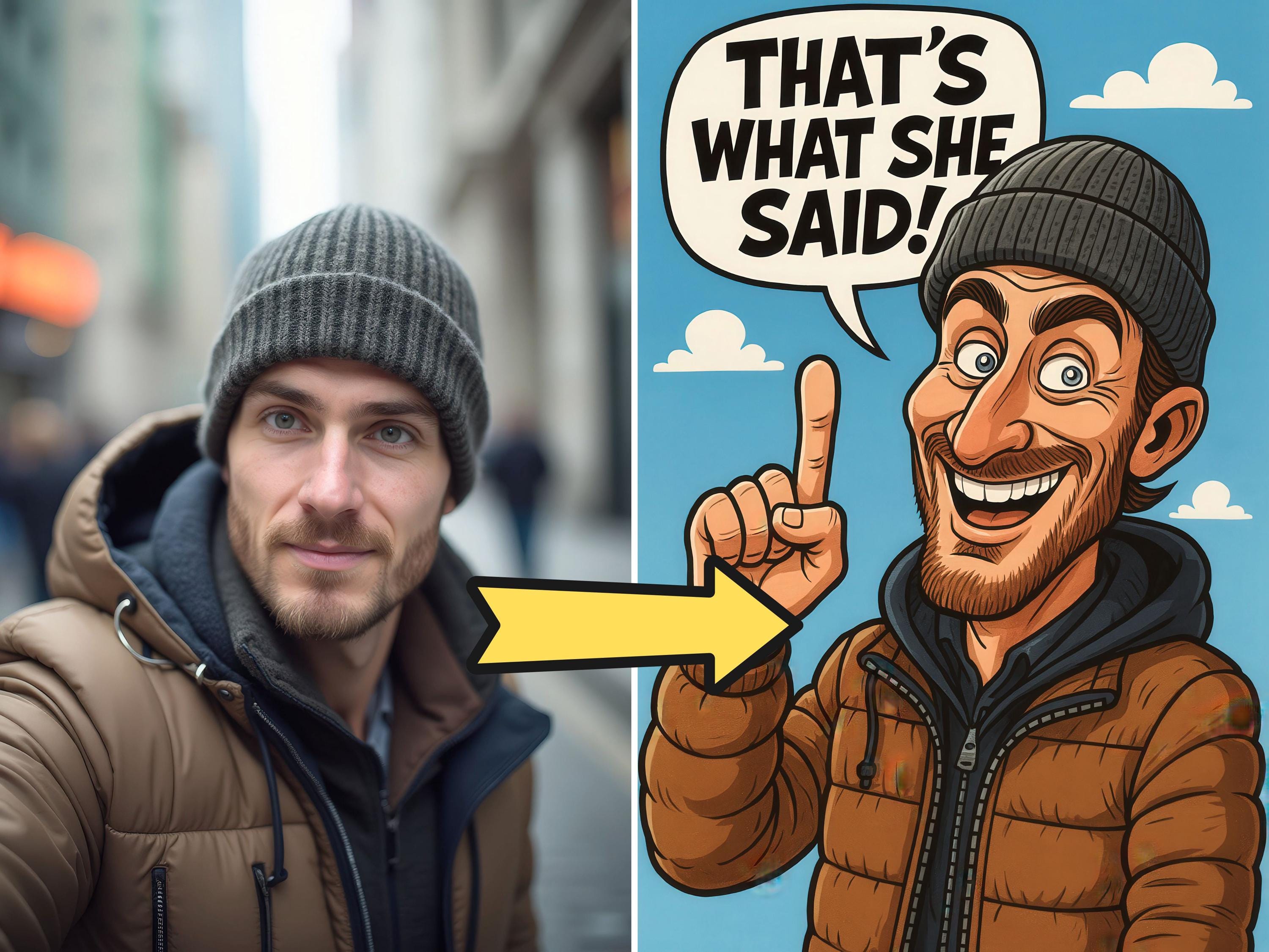 Personalized Caricature with Funny Quote