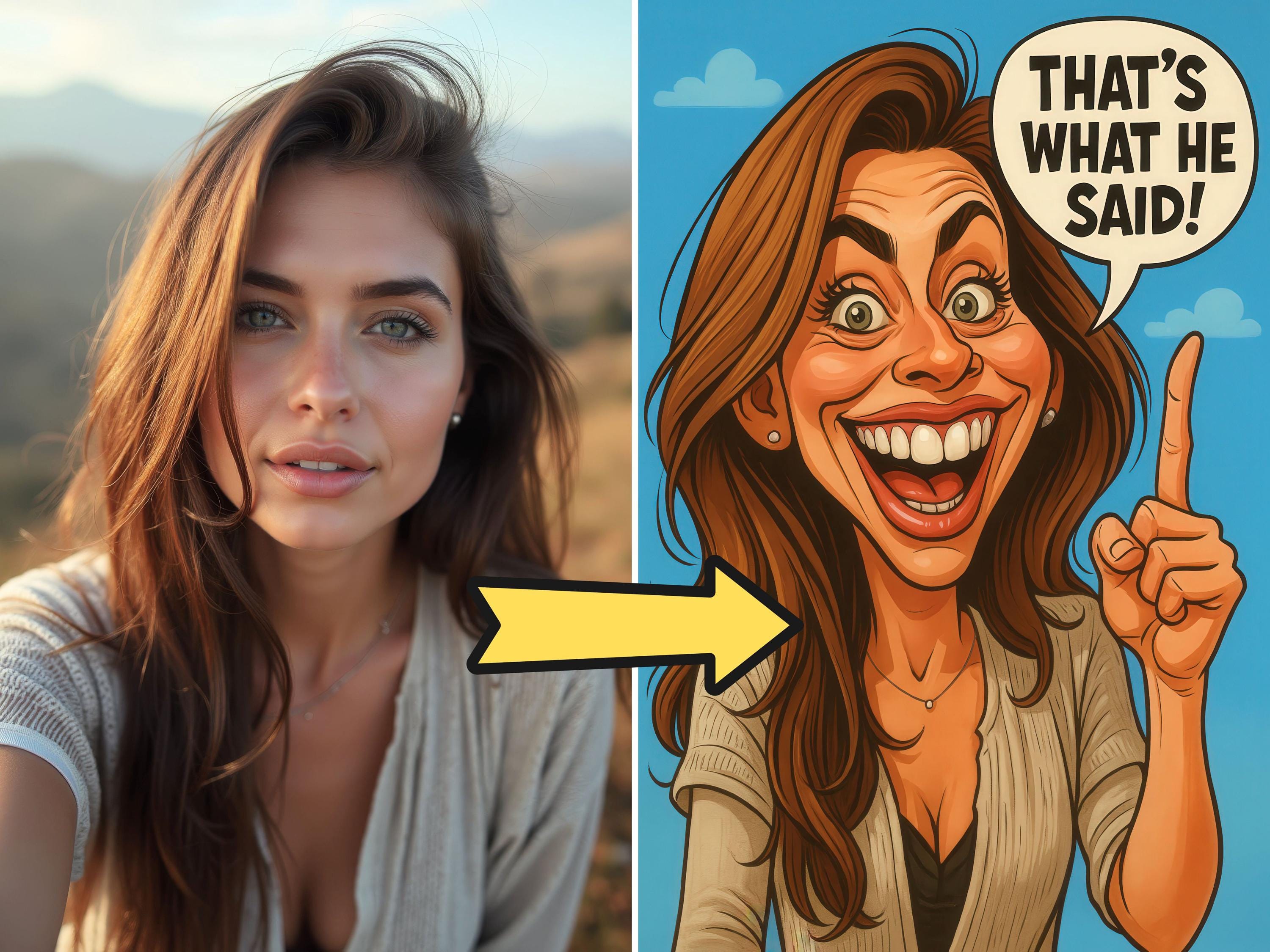 Personalized Caricature with Funny Quote