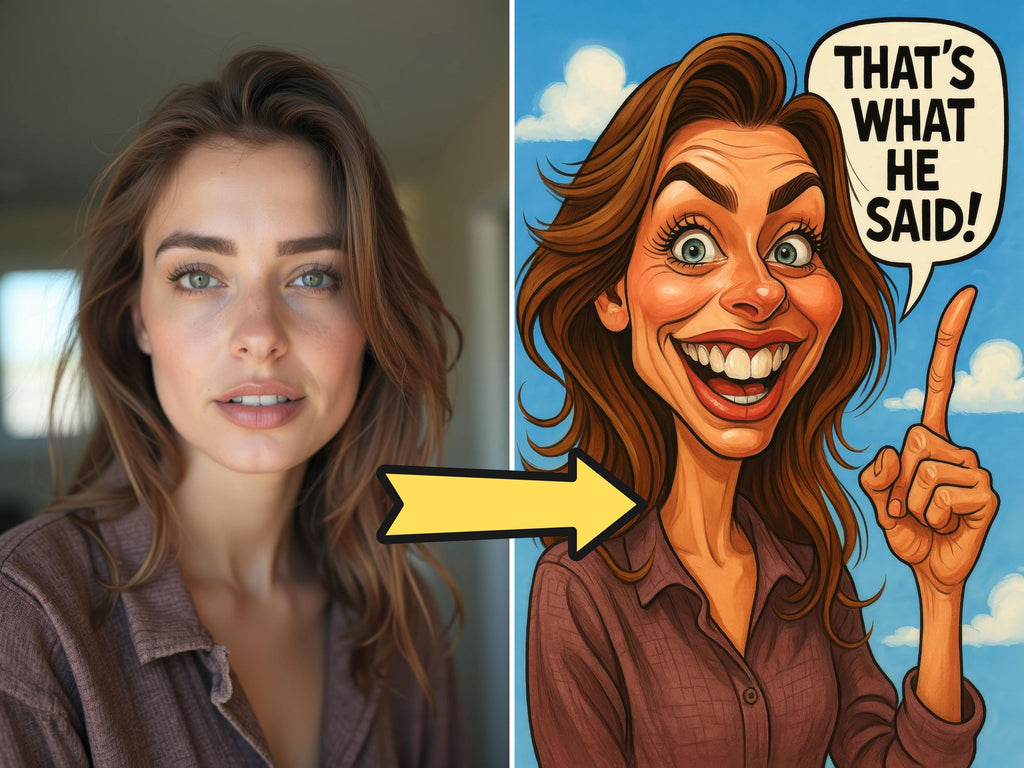 Custom Caricature Portrait with Funny Quote