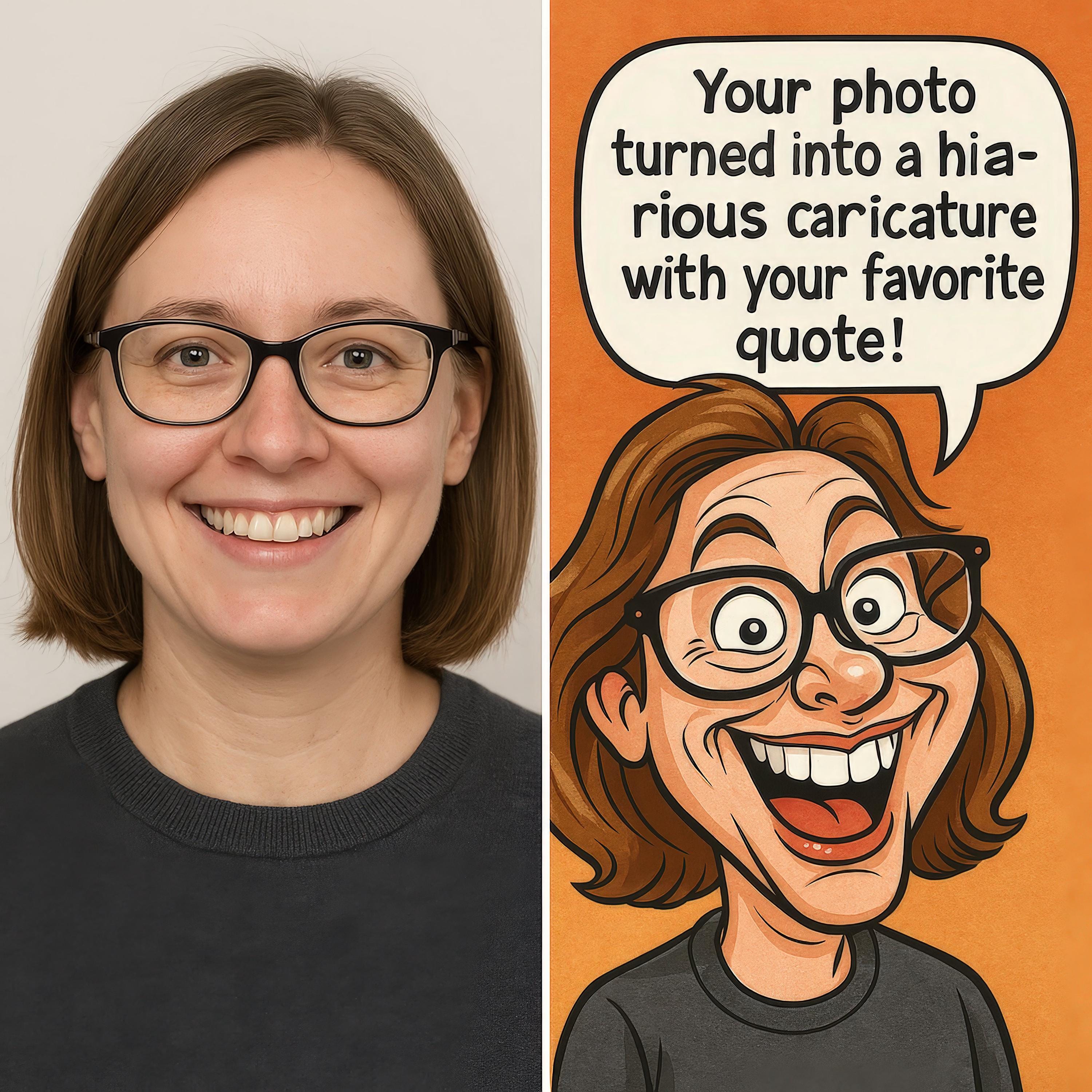 Custom Caricature Portrait with Funny Quote