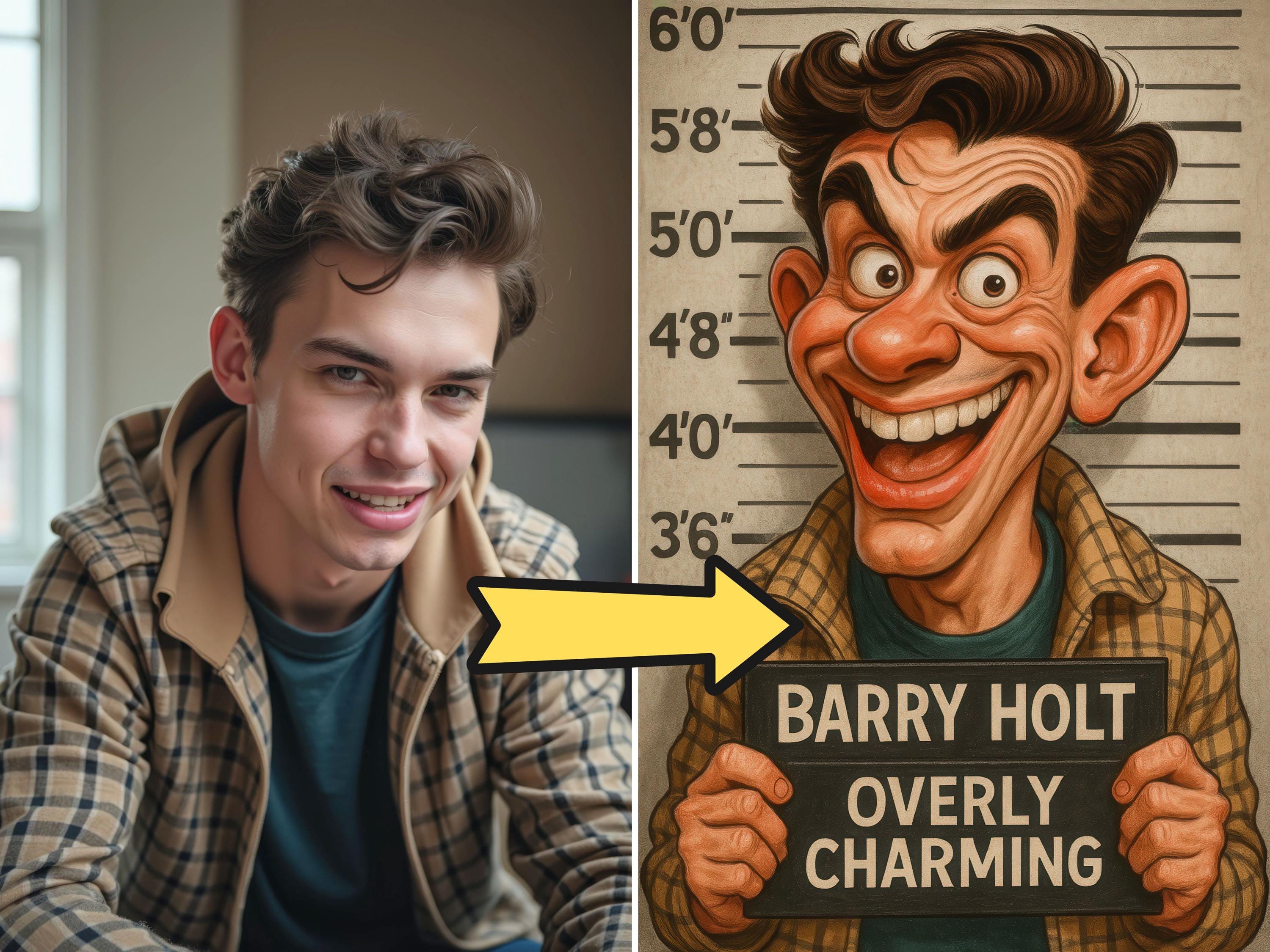 Custom Funny Mugshot Caricature Portraits