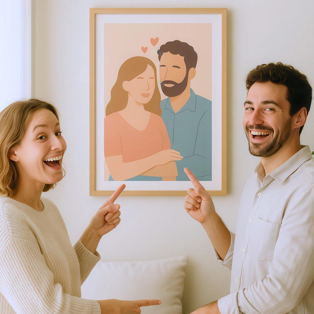 Custom Pastel Couple Portrait from your Photo