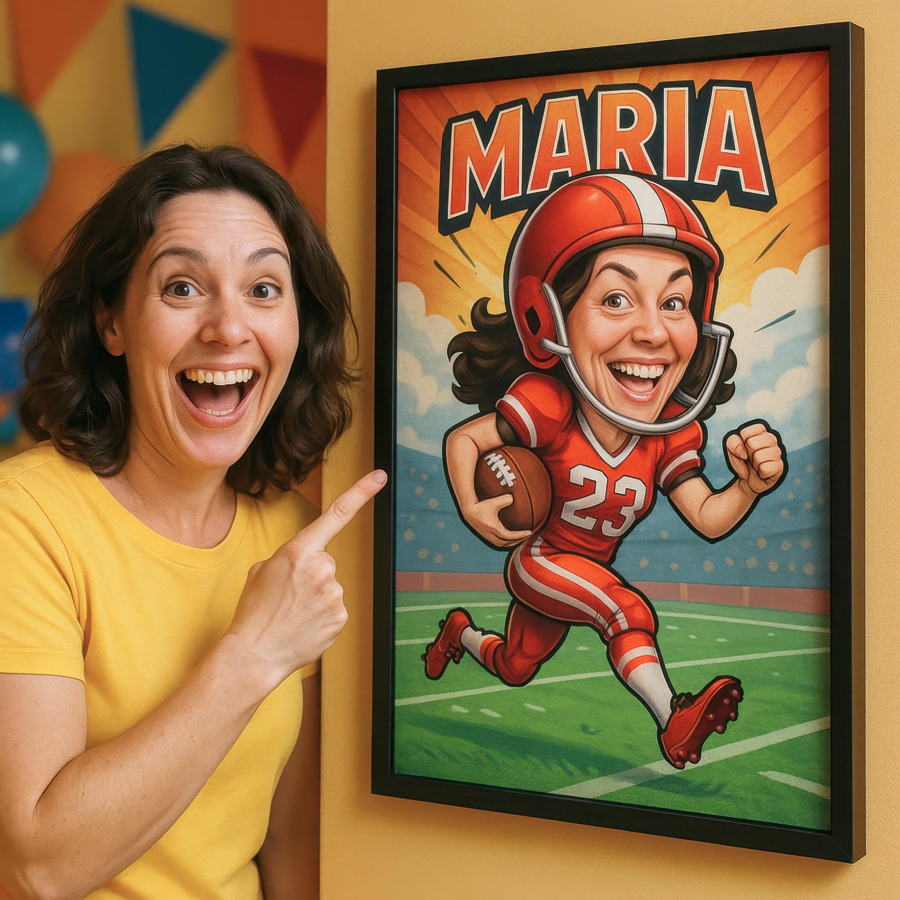 Personalized Funny Football Caricature Portrait