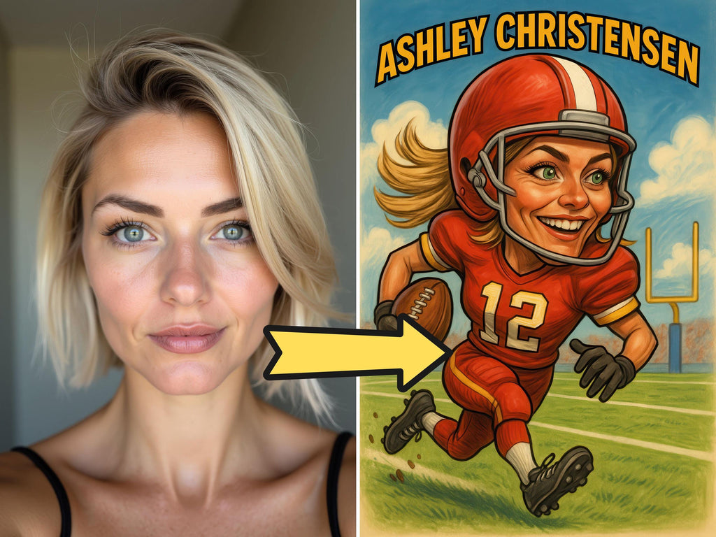 Custom Funny American Football Caricature Portrait