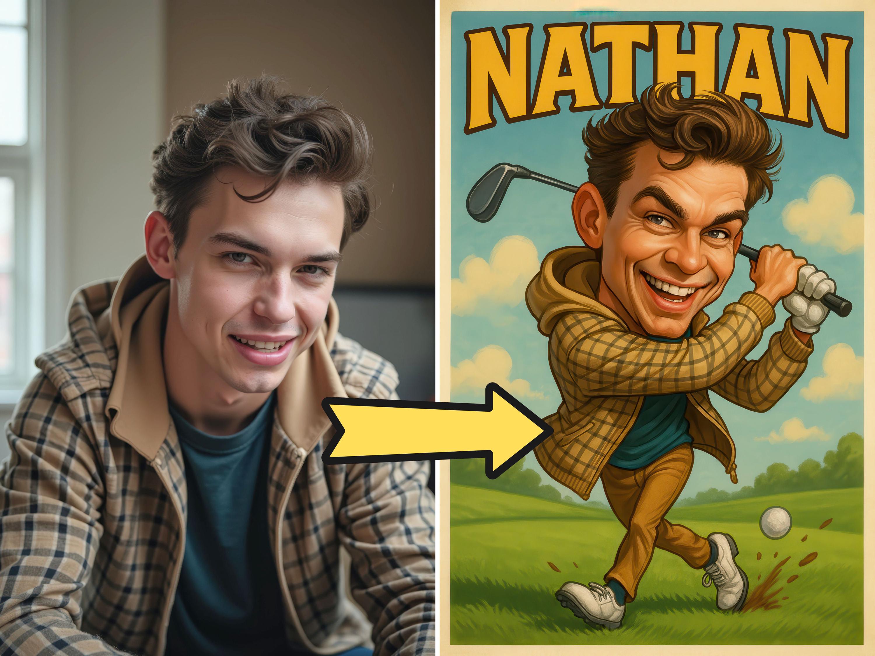 Custom Golf Caricature Portrait