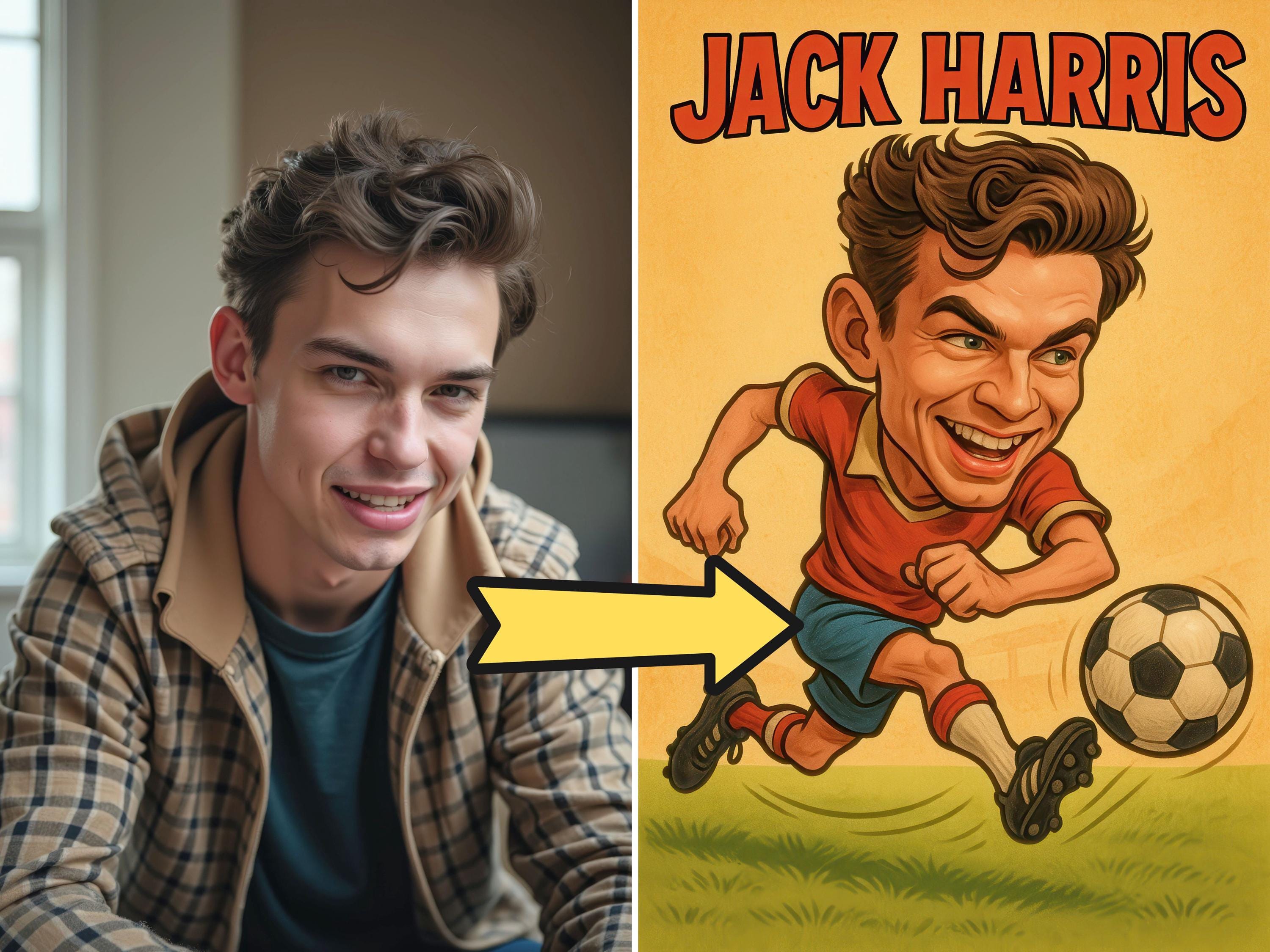 Custom Funny Soccer Caricature Portrait