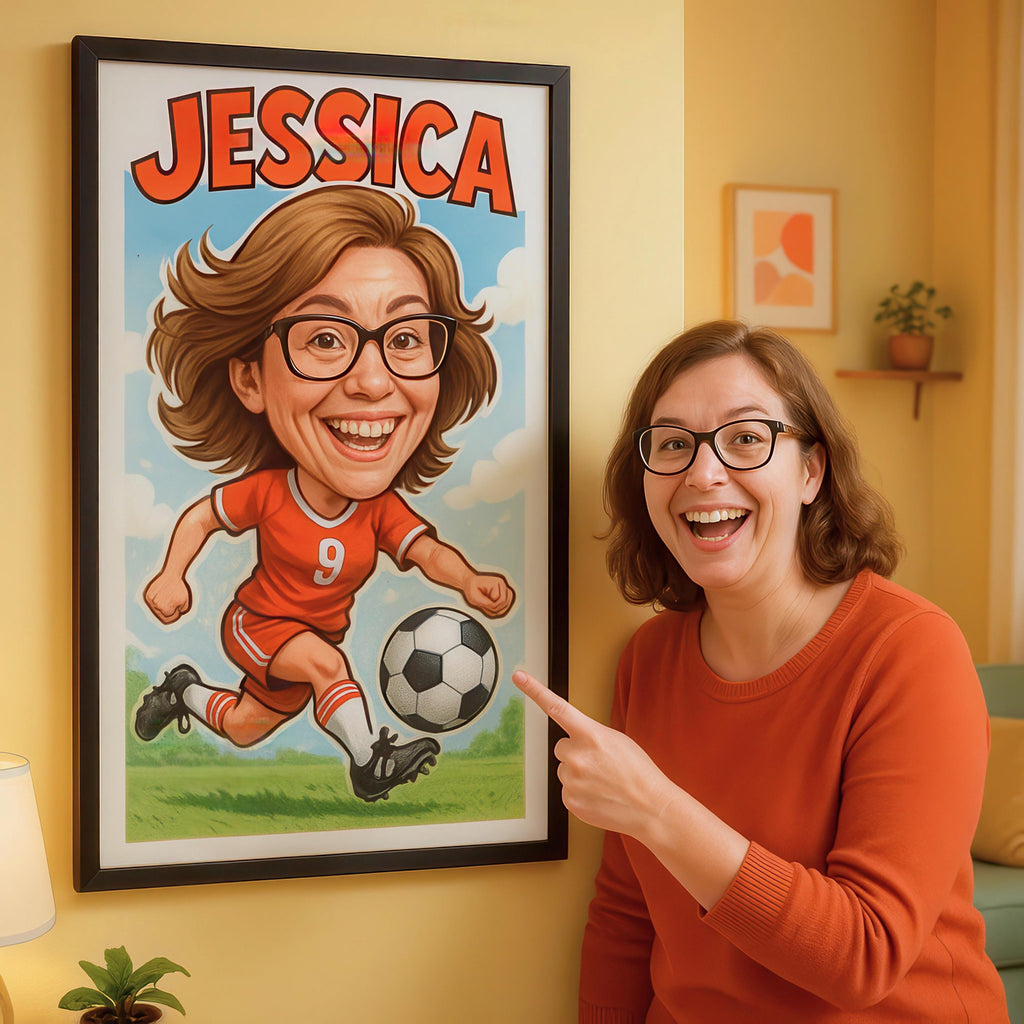 Custom Funny Soccer Caricature Portrait