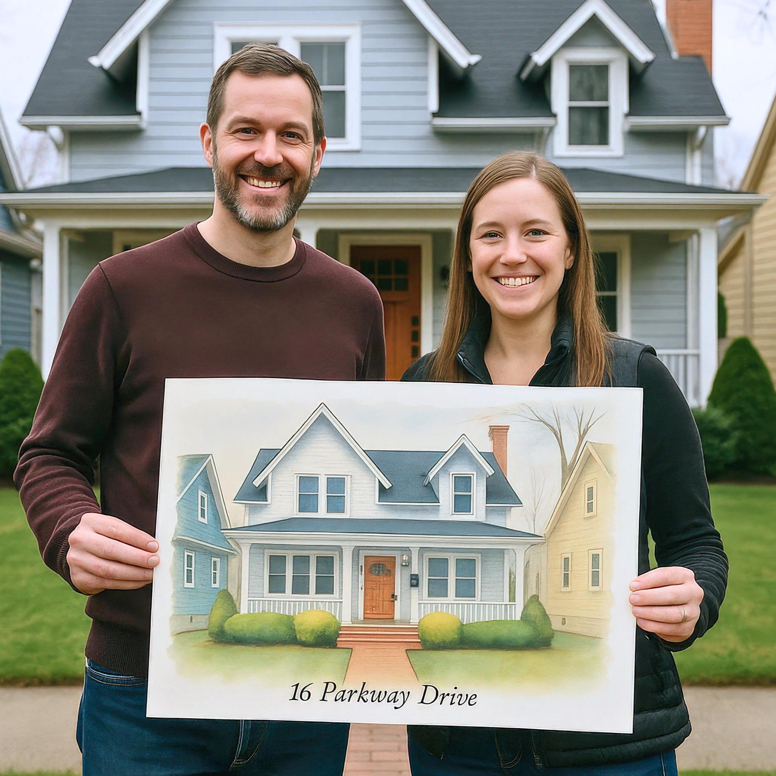 Custom Watercolor House Painting