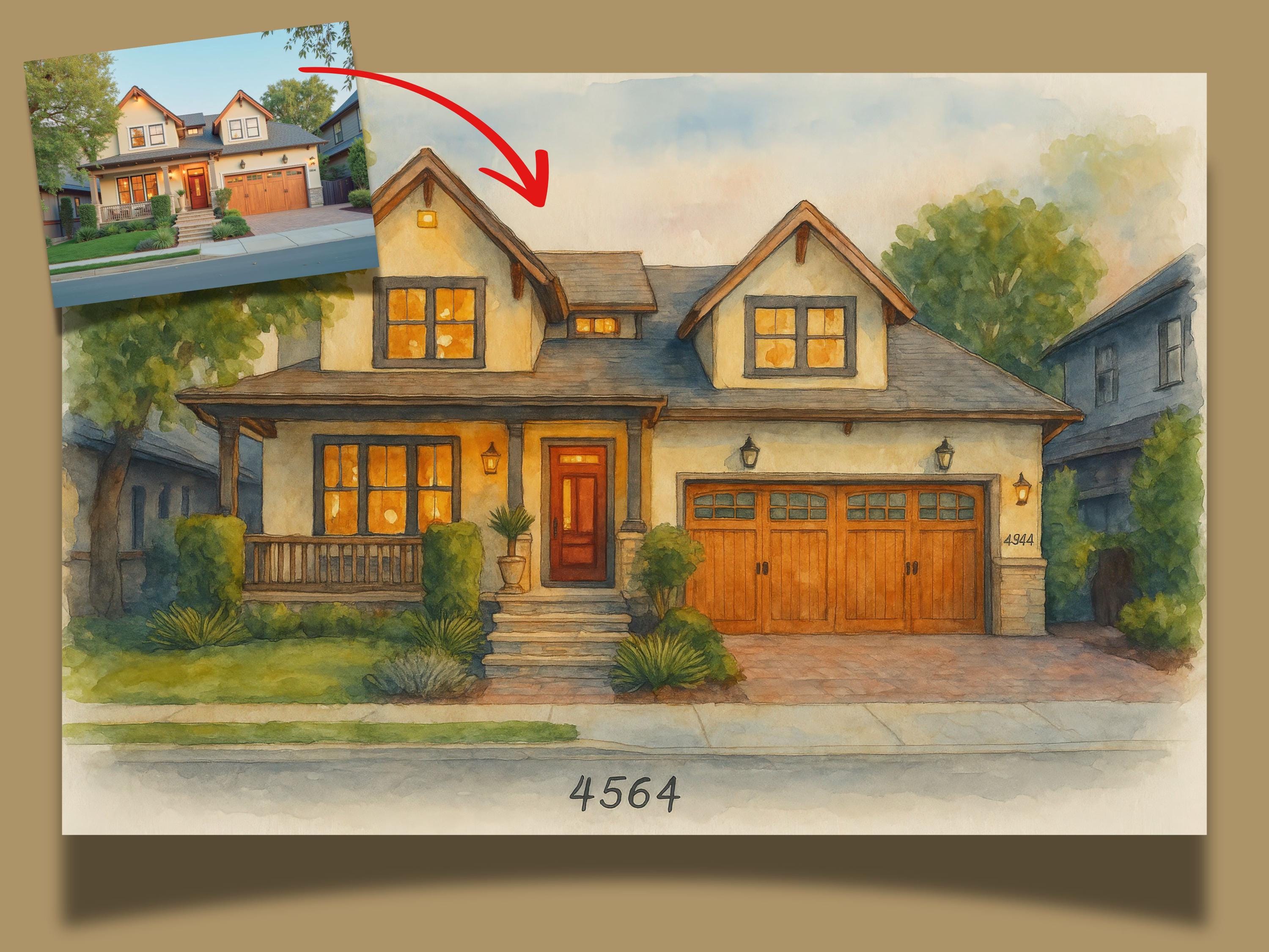 Custom Watercolor House Painting