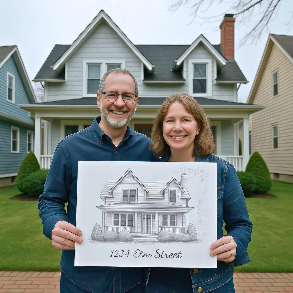 Custom Minimalist House Ink Painting