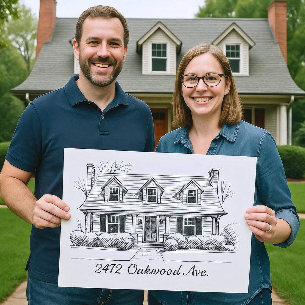 Custom Minimalist House Ink Painting