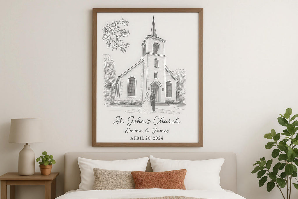 Custom Wedding Venue Ink Illustration Keepsake