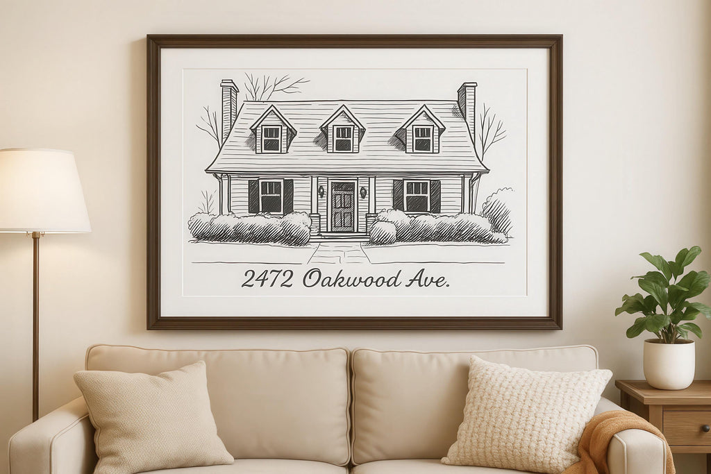 Custom Minimalist House Ink Painting