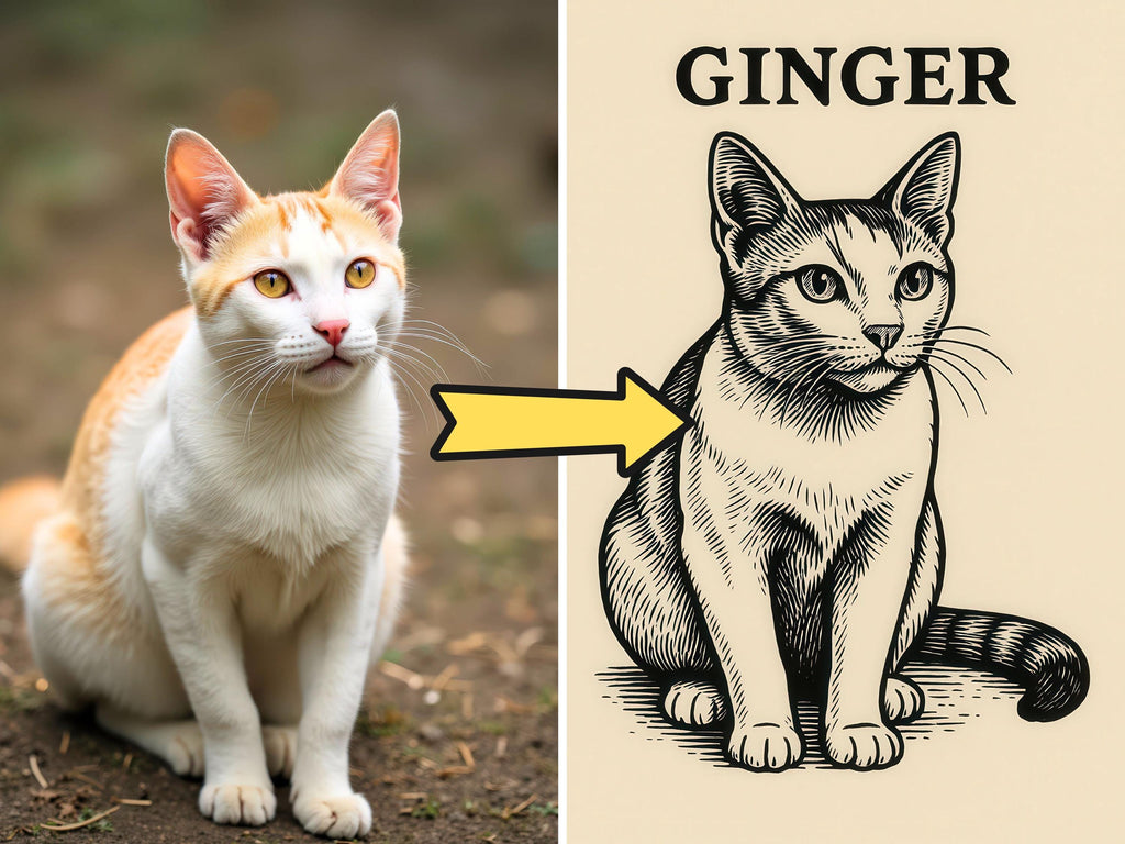 Custom Black & White Pet Illustration