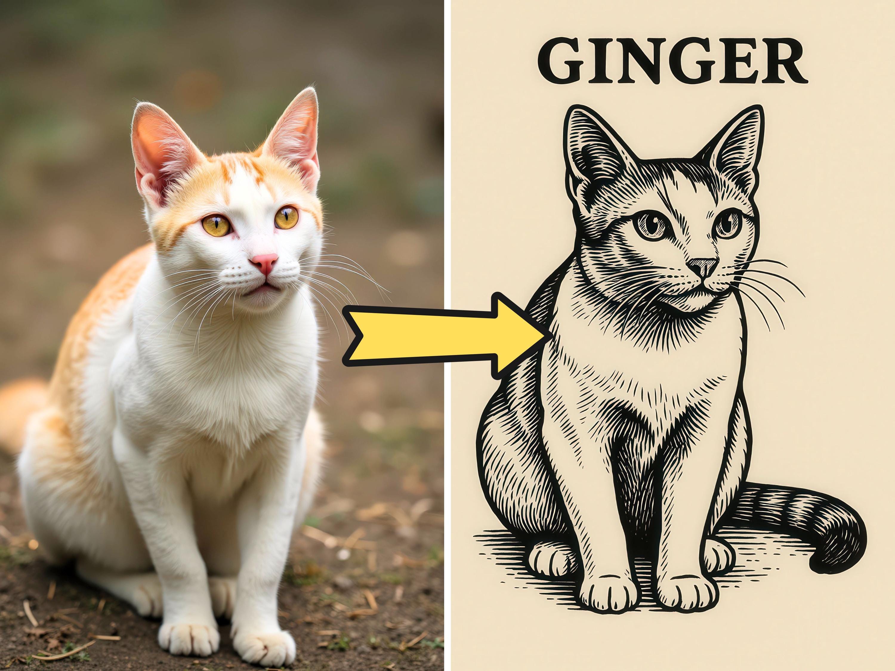 Custom Black & White Pet Illustration