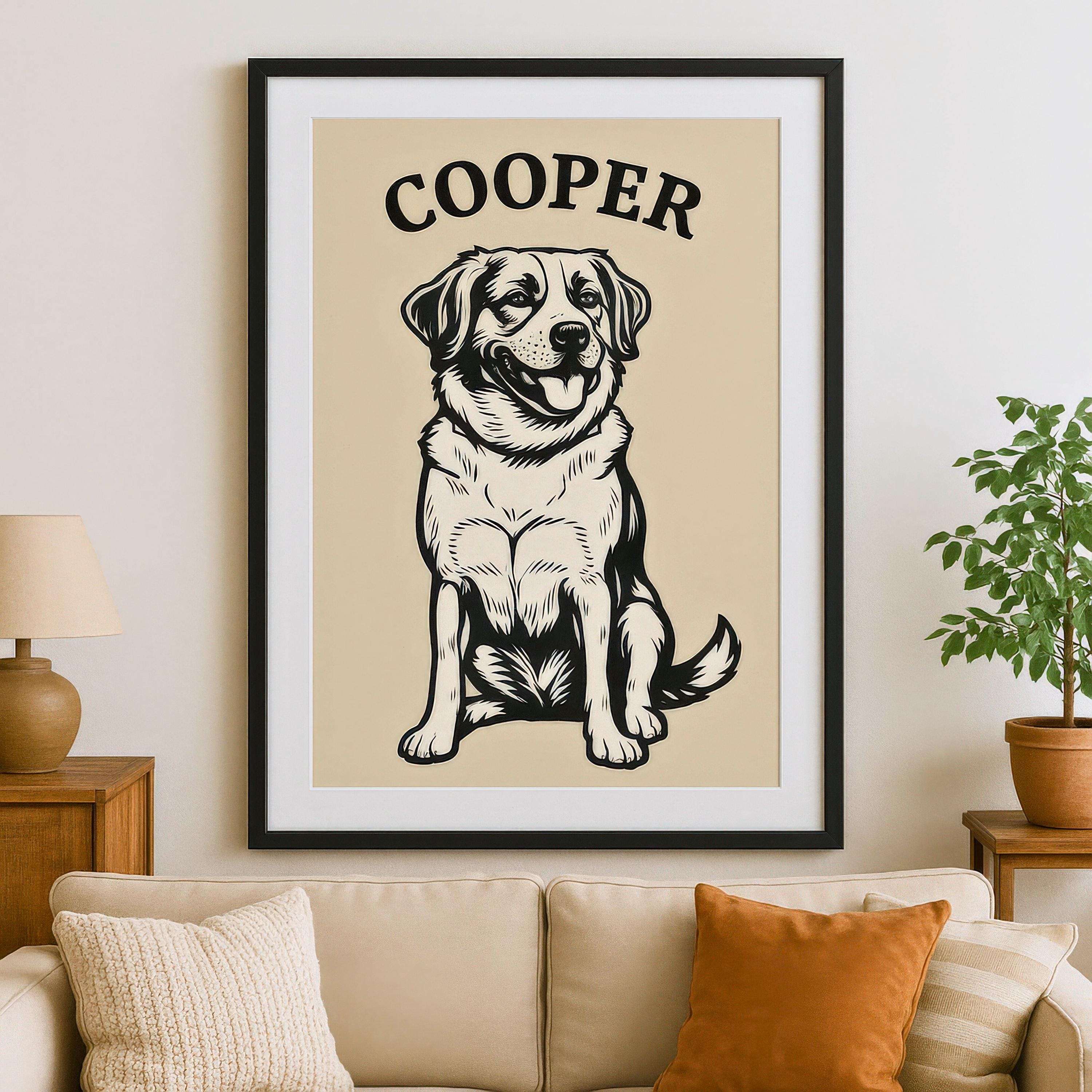 Custom Black & White Pet Illustration