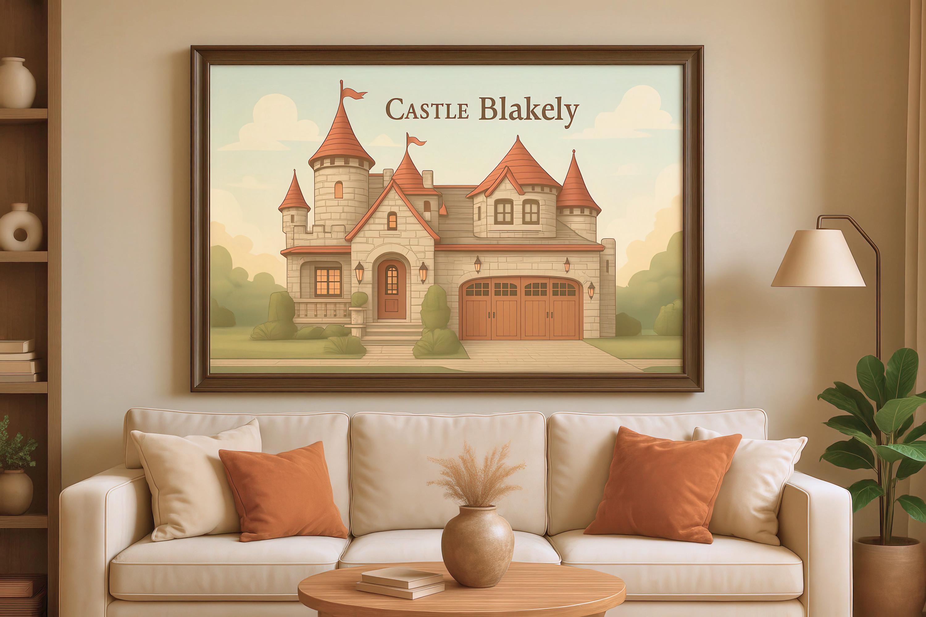 Custom Whimsical Castle House Portrait