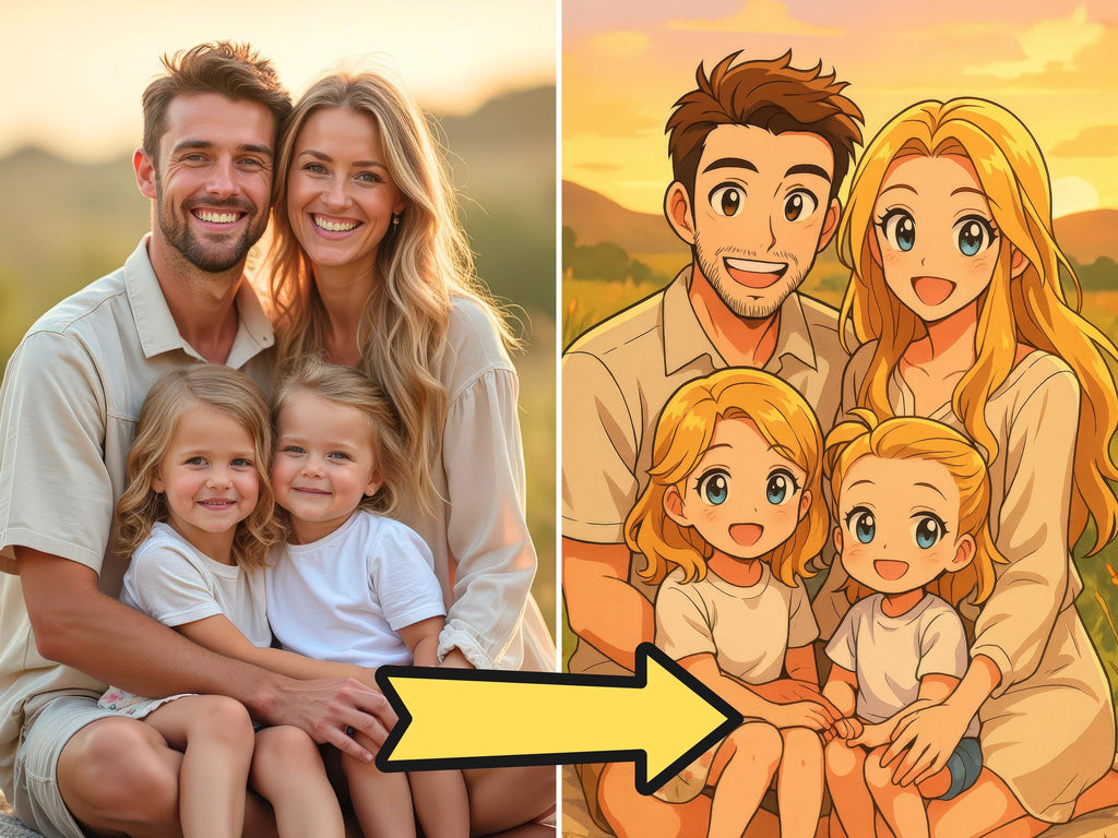 Custom Anime Style Family Portrait