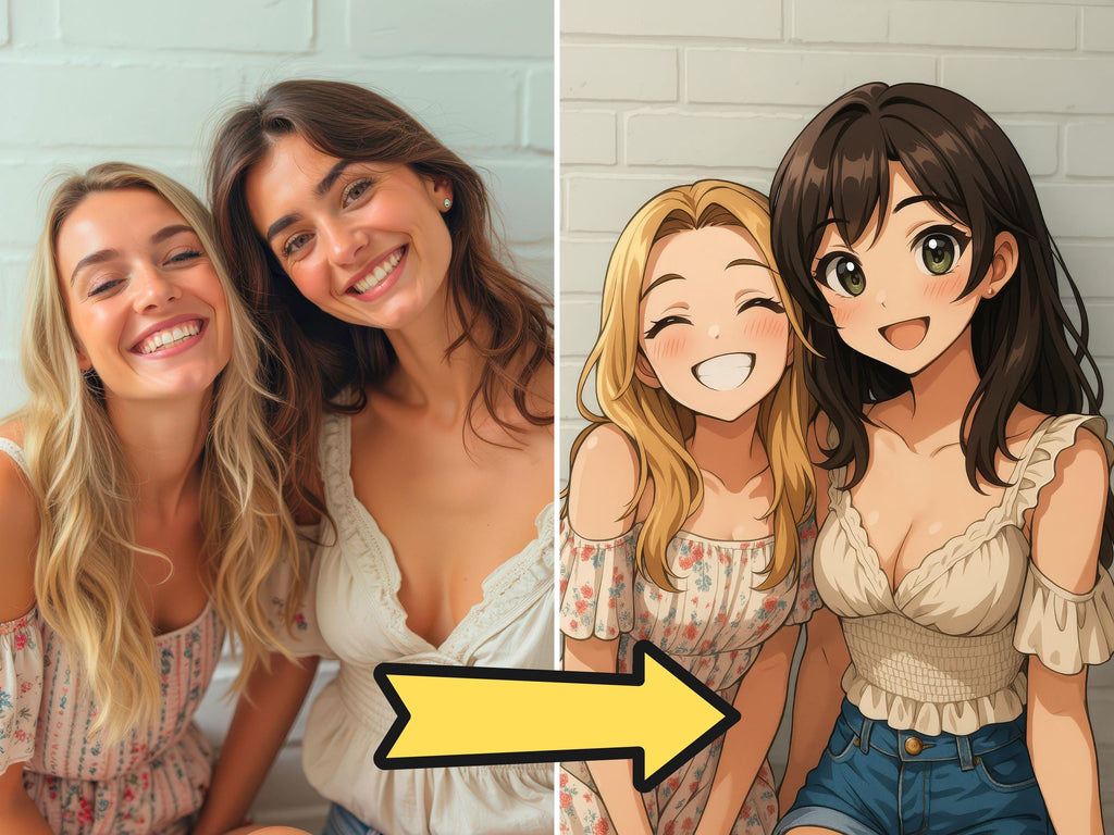 Custom Anime Style Friends Portrait