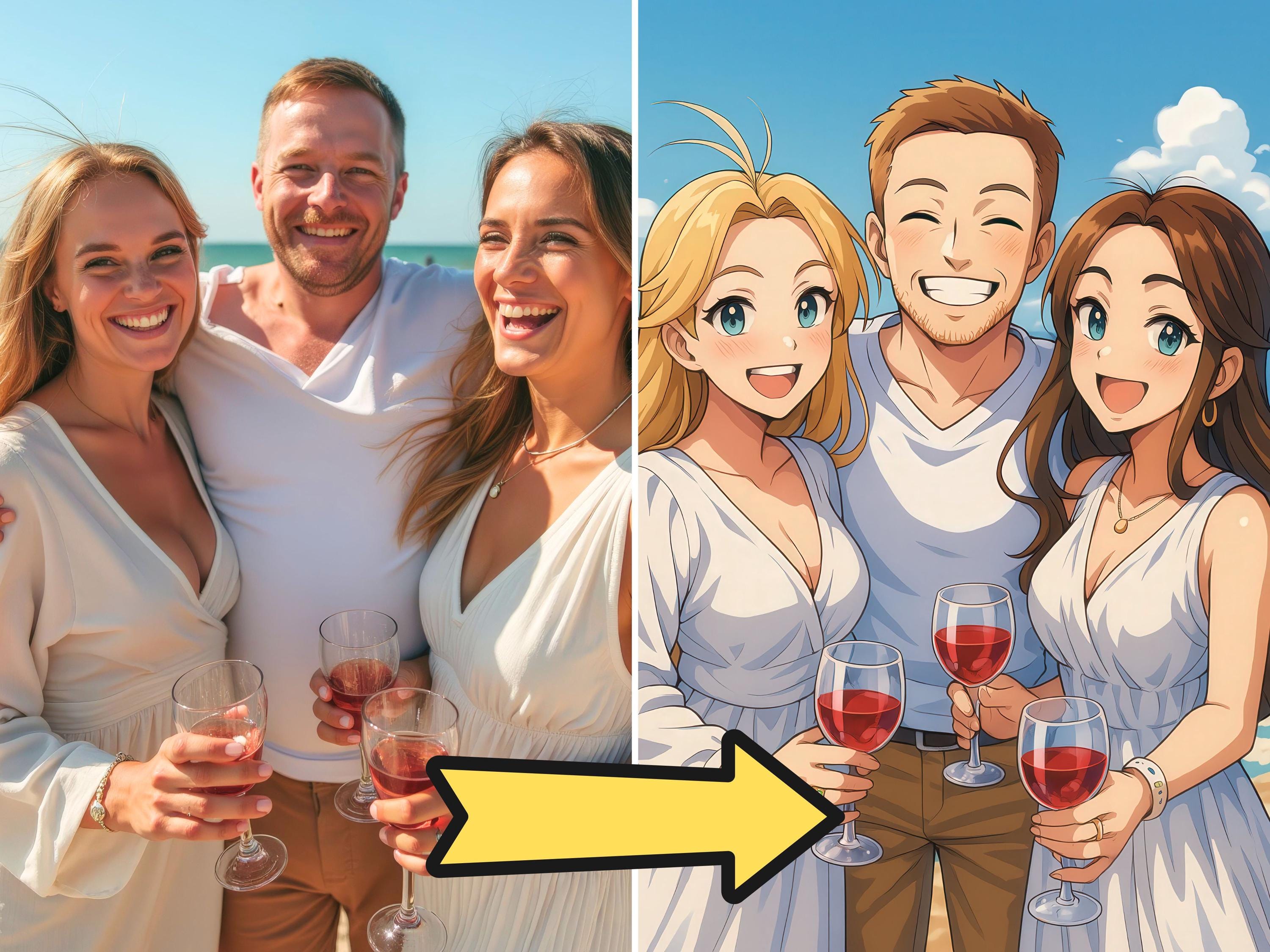 Custom Anime Style Friends Portrait