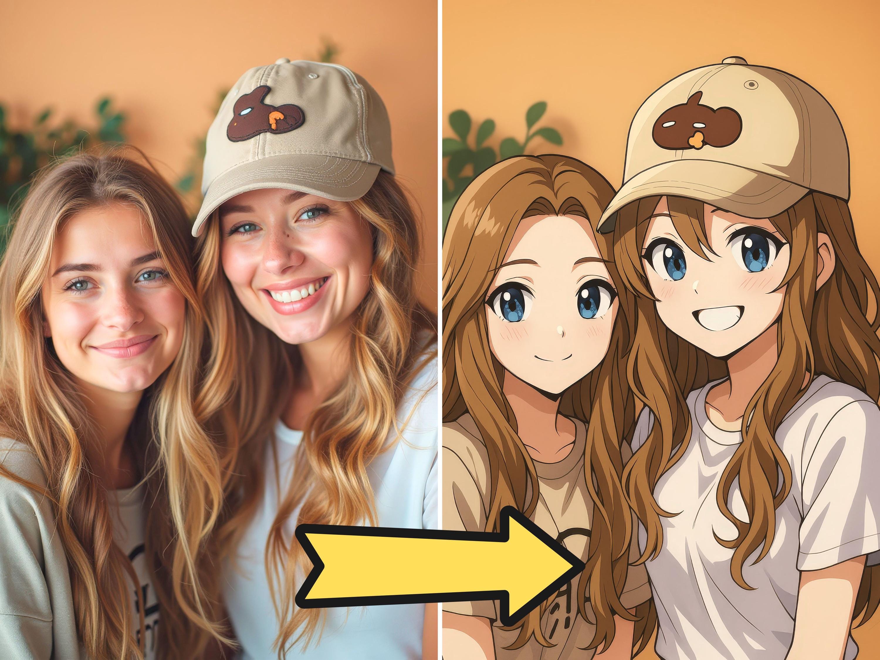 Custom Anime Style Friends Portrait