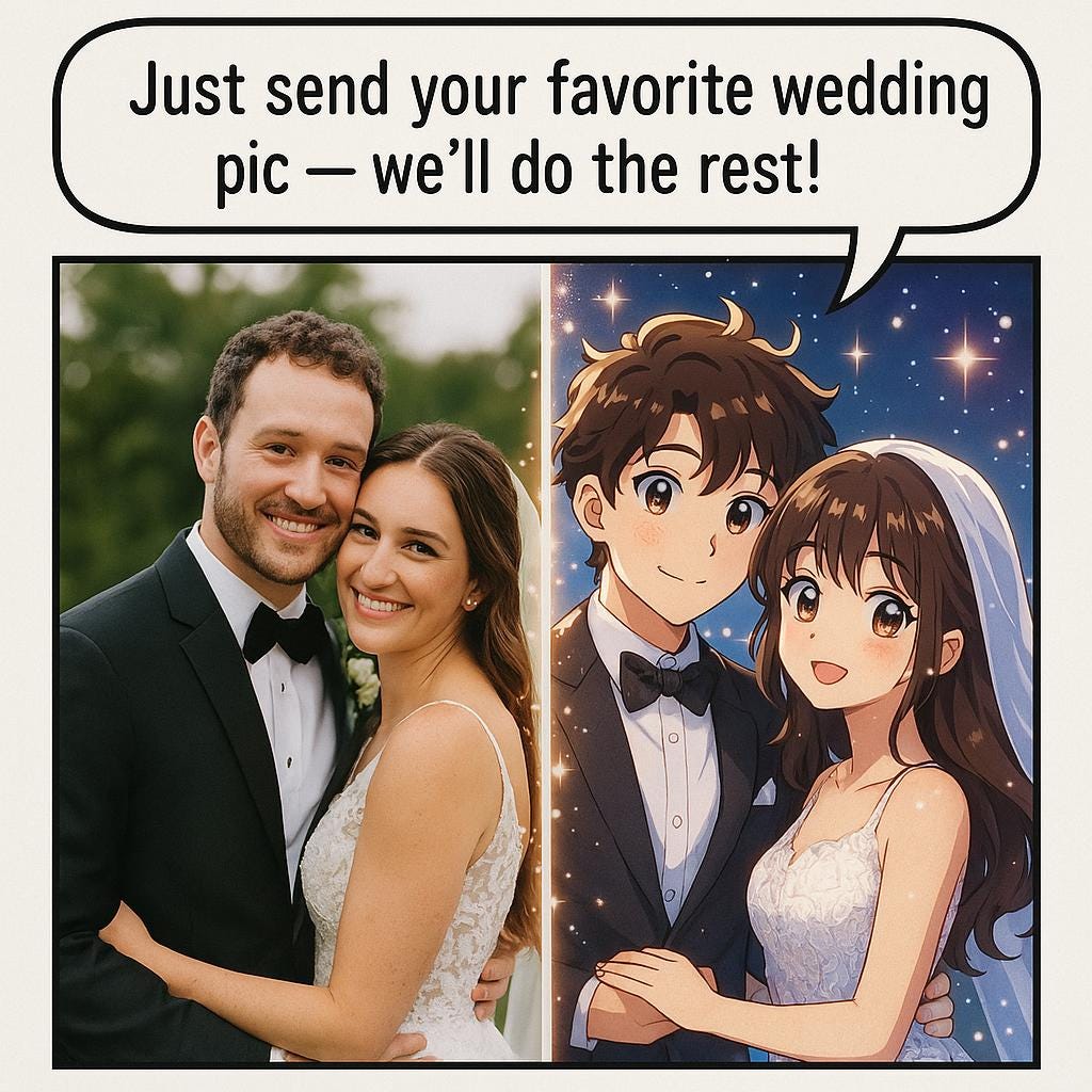 Custom Anime Style Wedding Portrait