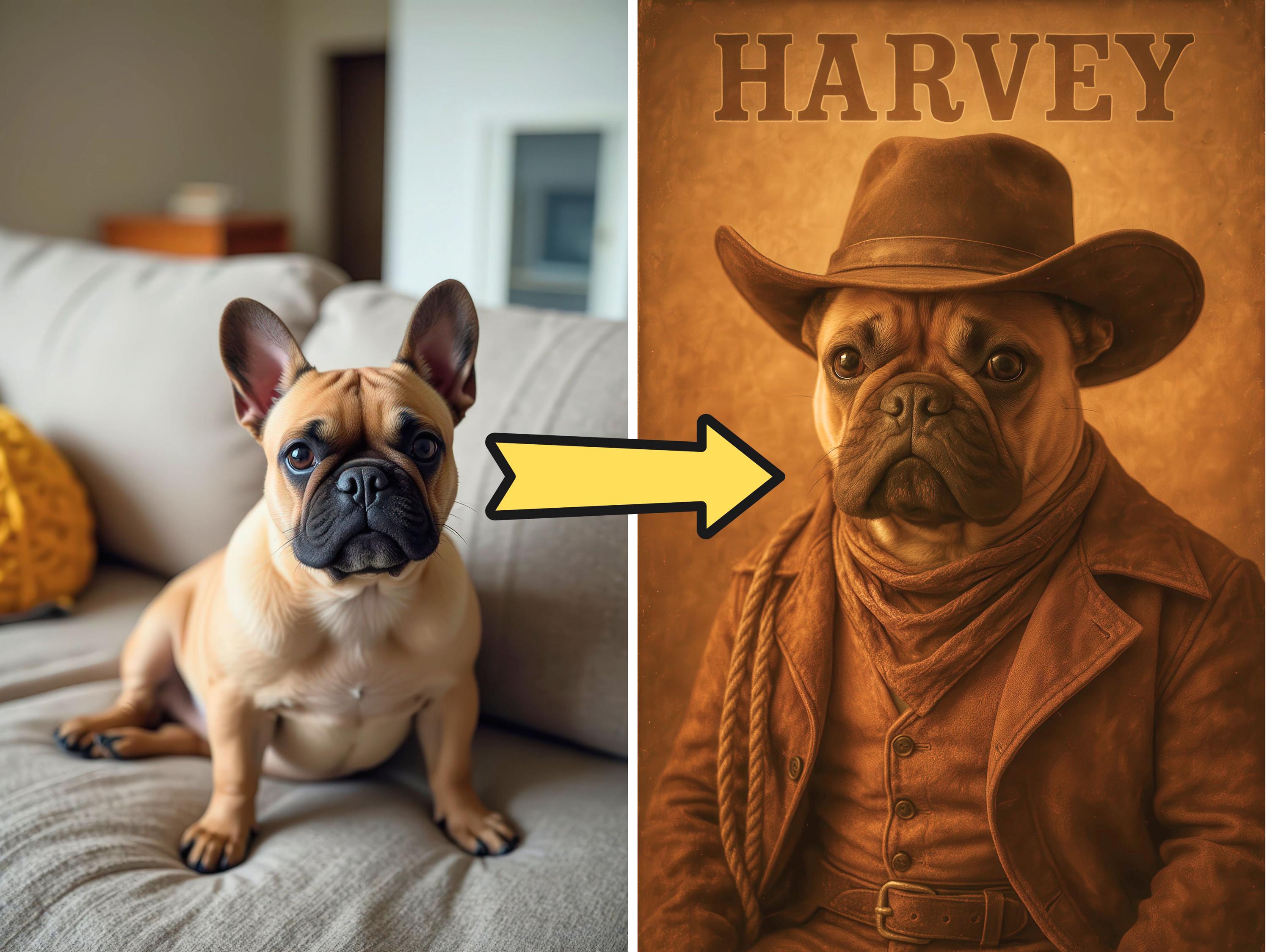 Custom Western Cowboy Pet Portrait