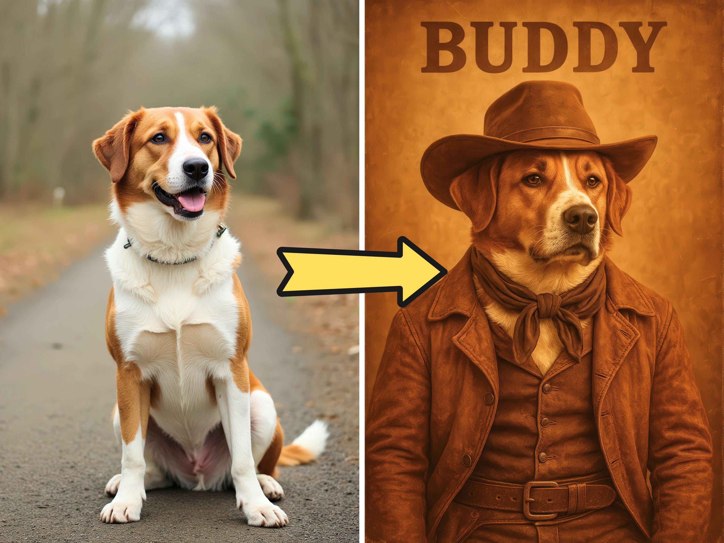 Custom Western Cowboy Pet Portrait