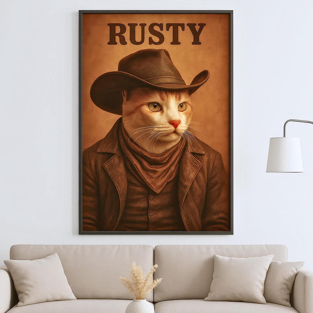 Custom Western Cowboy Pet Portrait