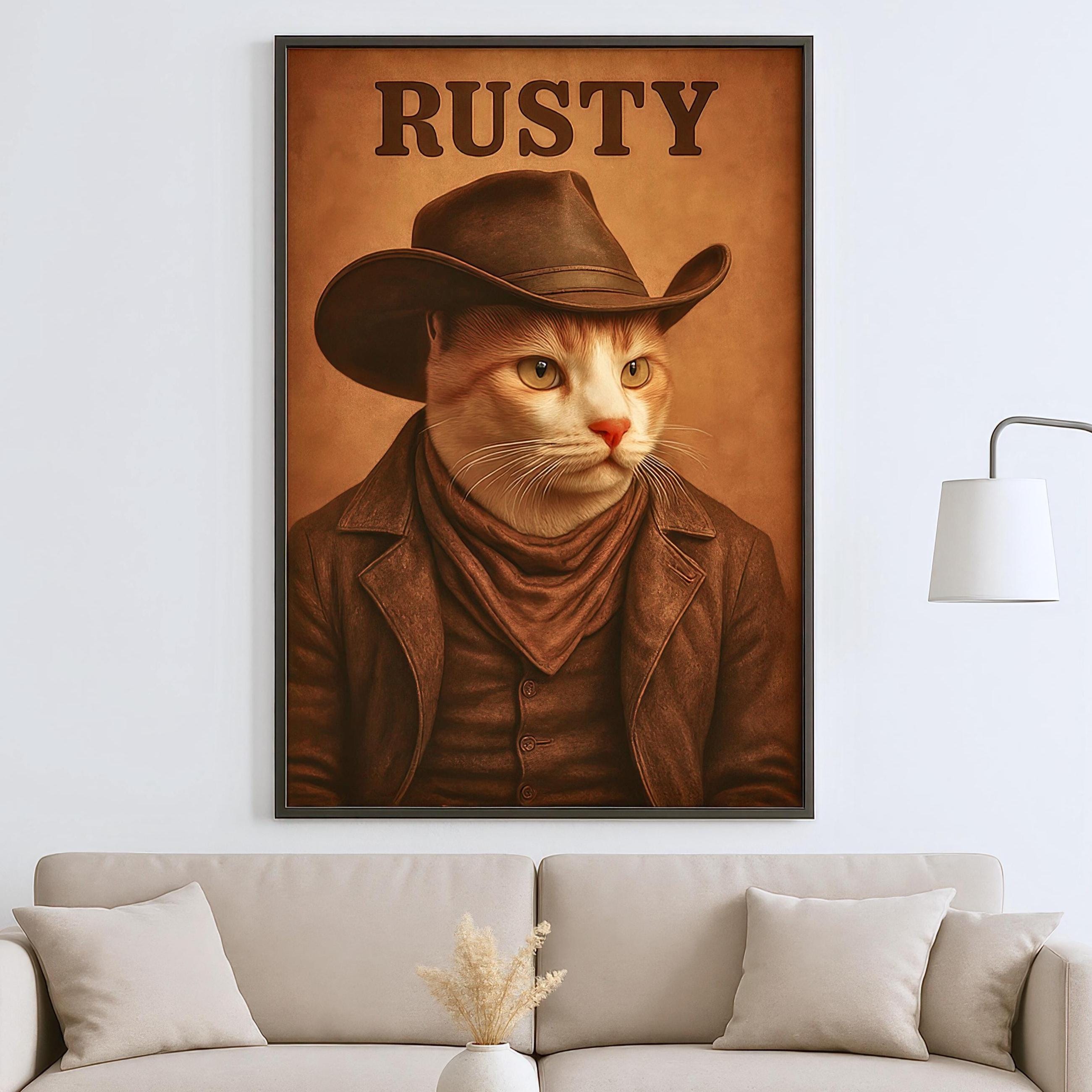 Custom Western Cowboy Pet Portrait