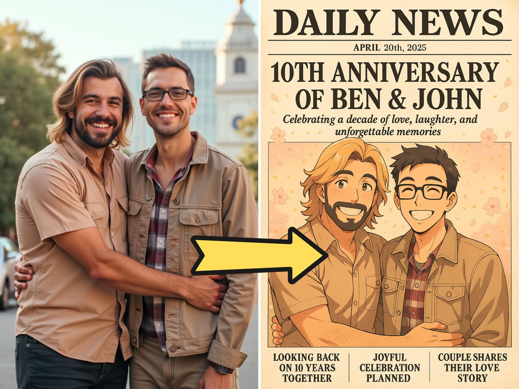 Custom Anime-Style Anniversary Newspaper Cover