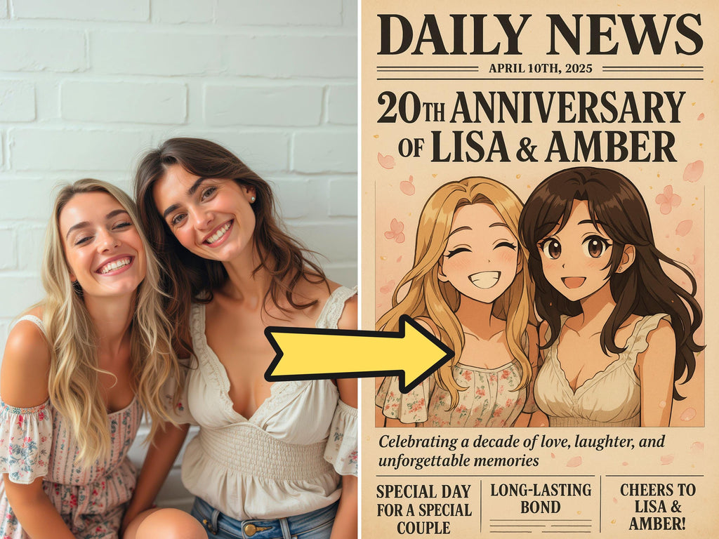 Custom Anime-Style Anniversary Newspaper Cover