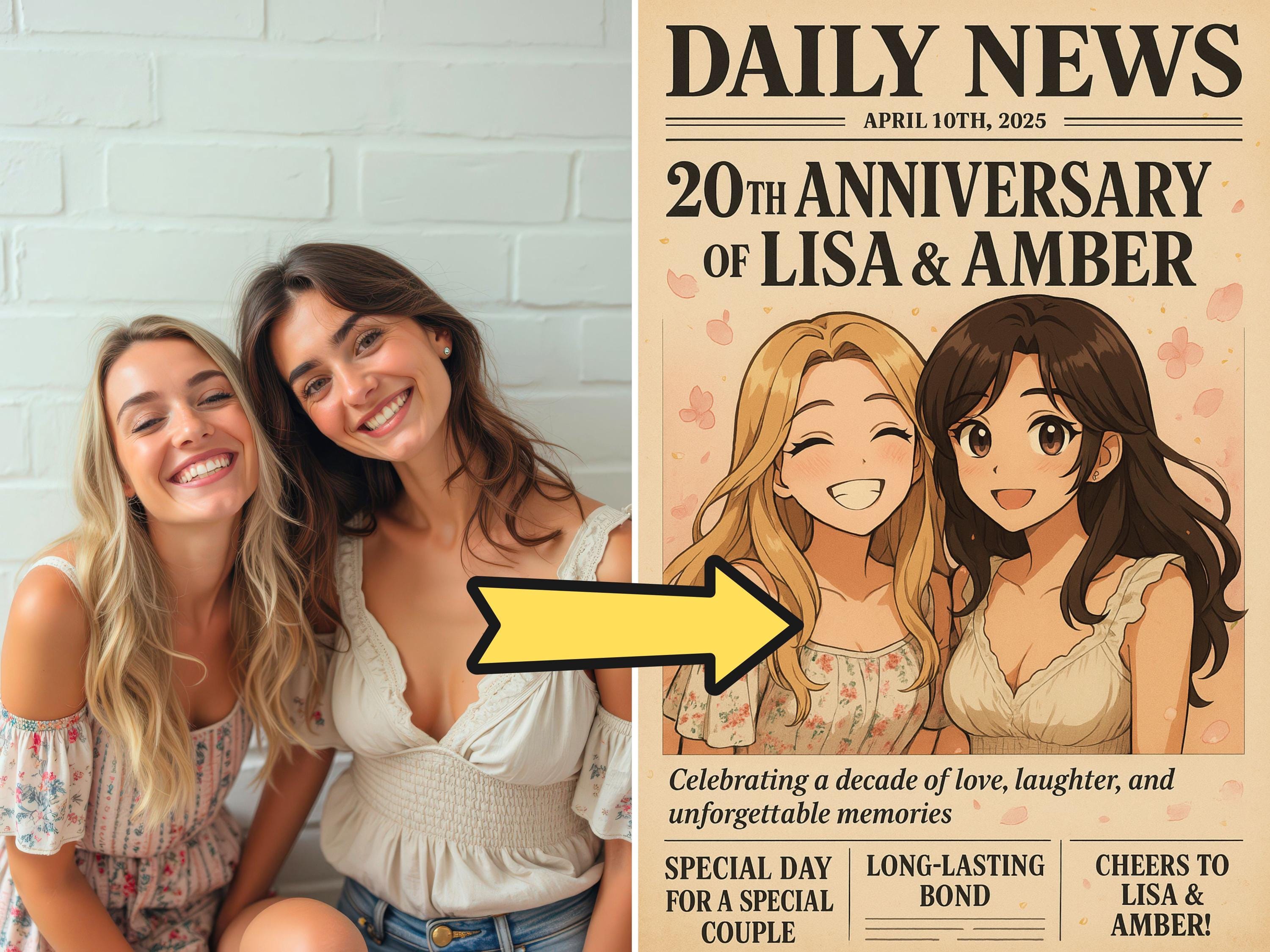 Custom Anime-Style Anniversary Newspaper Cover