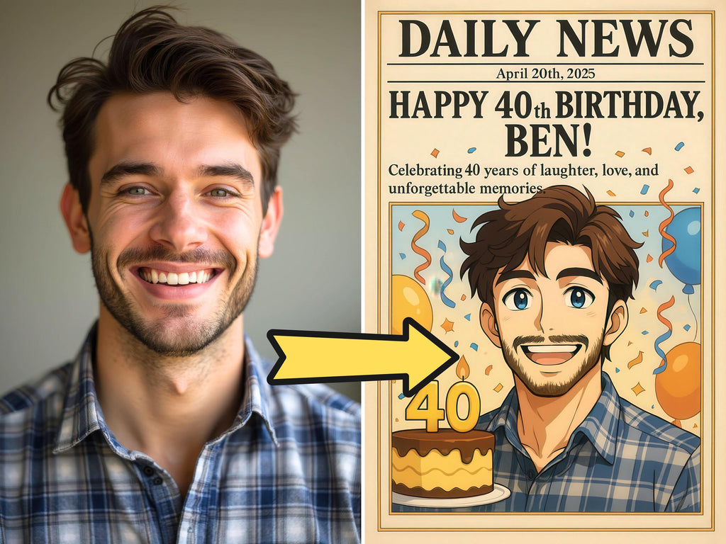 Custom Anime-Style Birthday Newspaper Cover