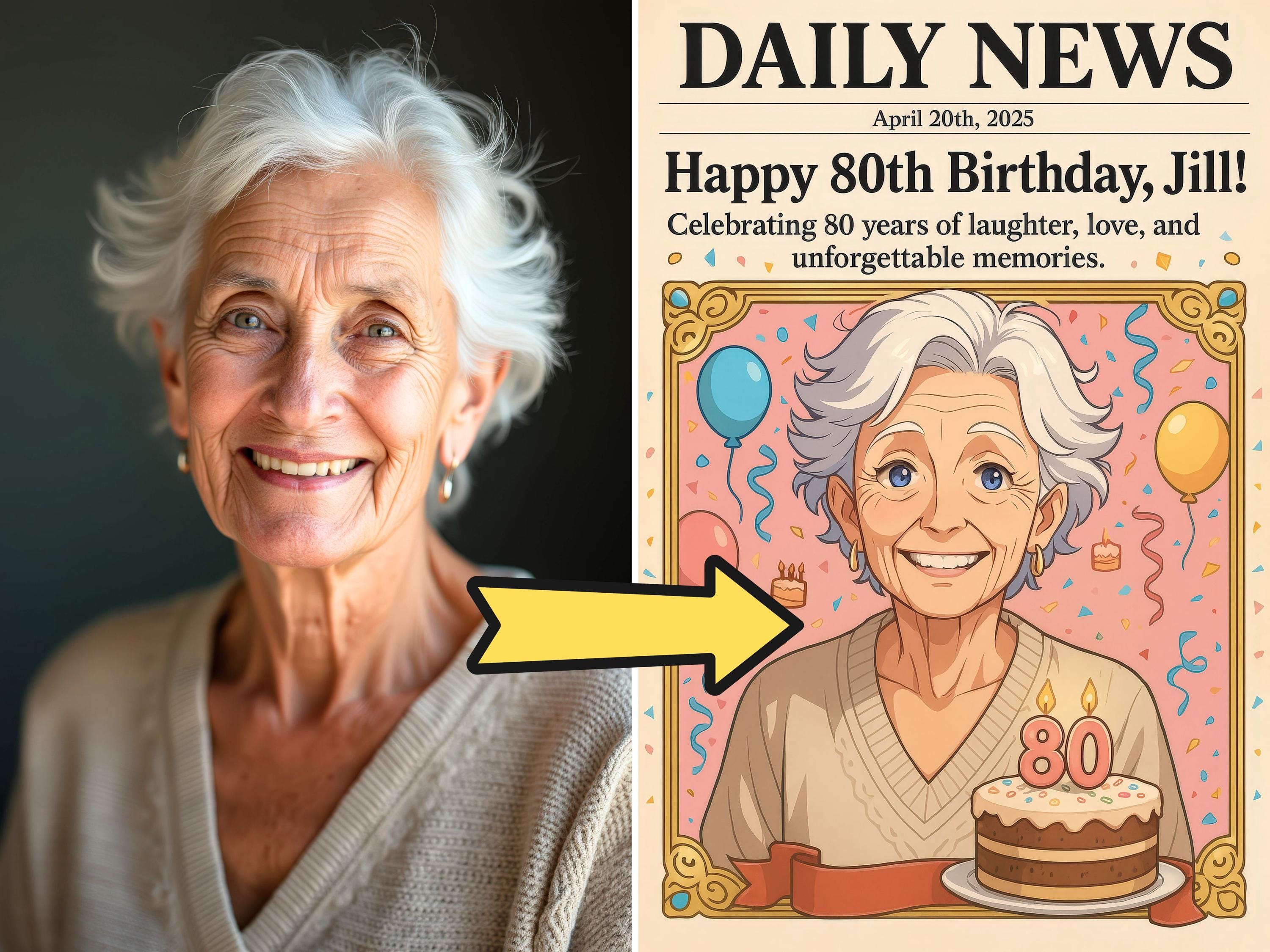 Custom Anime-Style Birthday Newspaper Cover