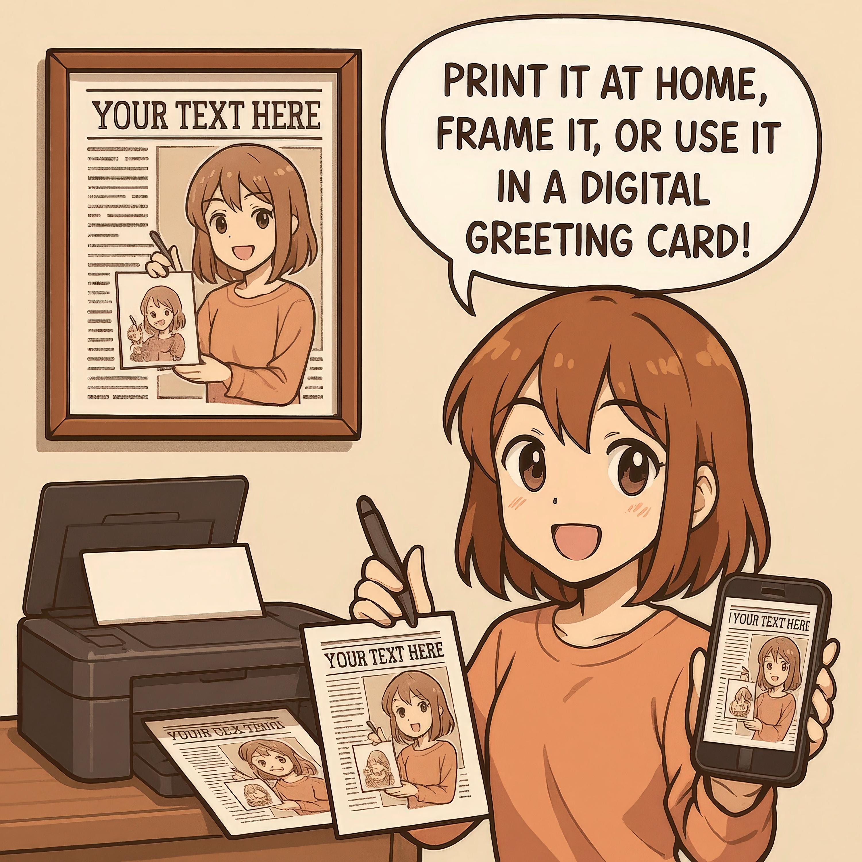 Custom Anime-Style Birthday Newspaper Cover