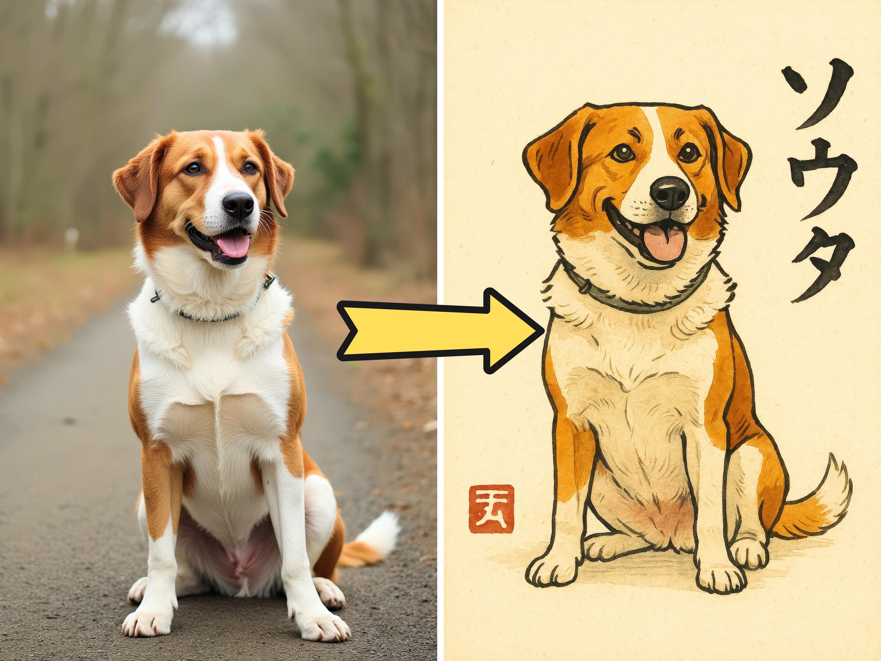 Custom Etegami-Style Pet Portrait