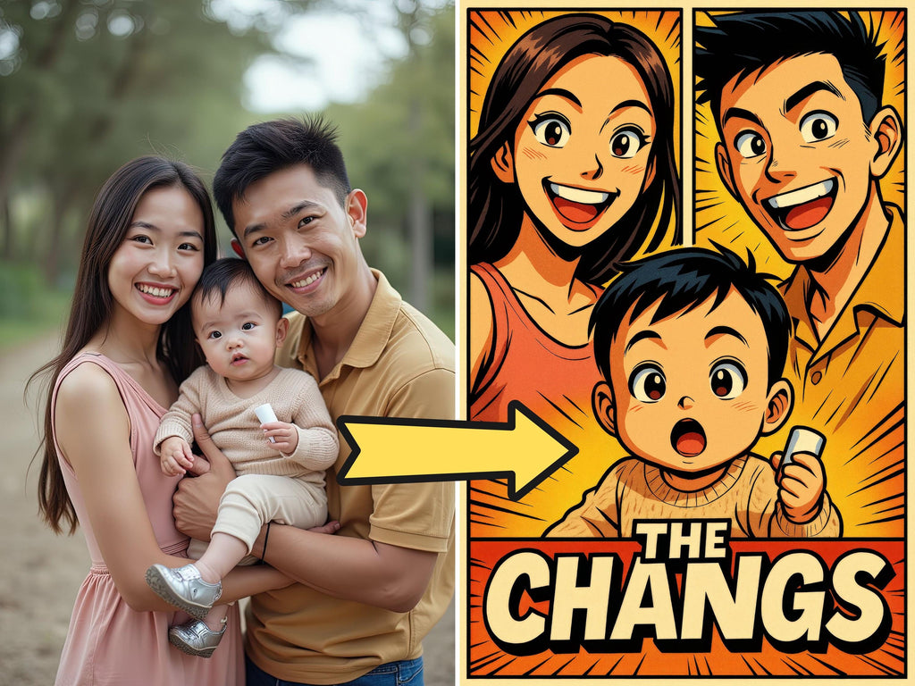 Personalized Anime Split Character Family Portrait